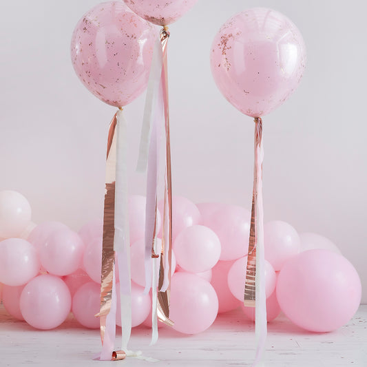 Rose Gold and Pink Streamer Balloon Tails