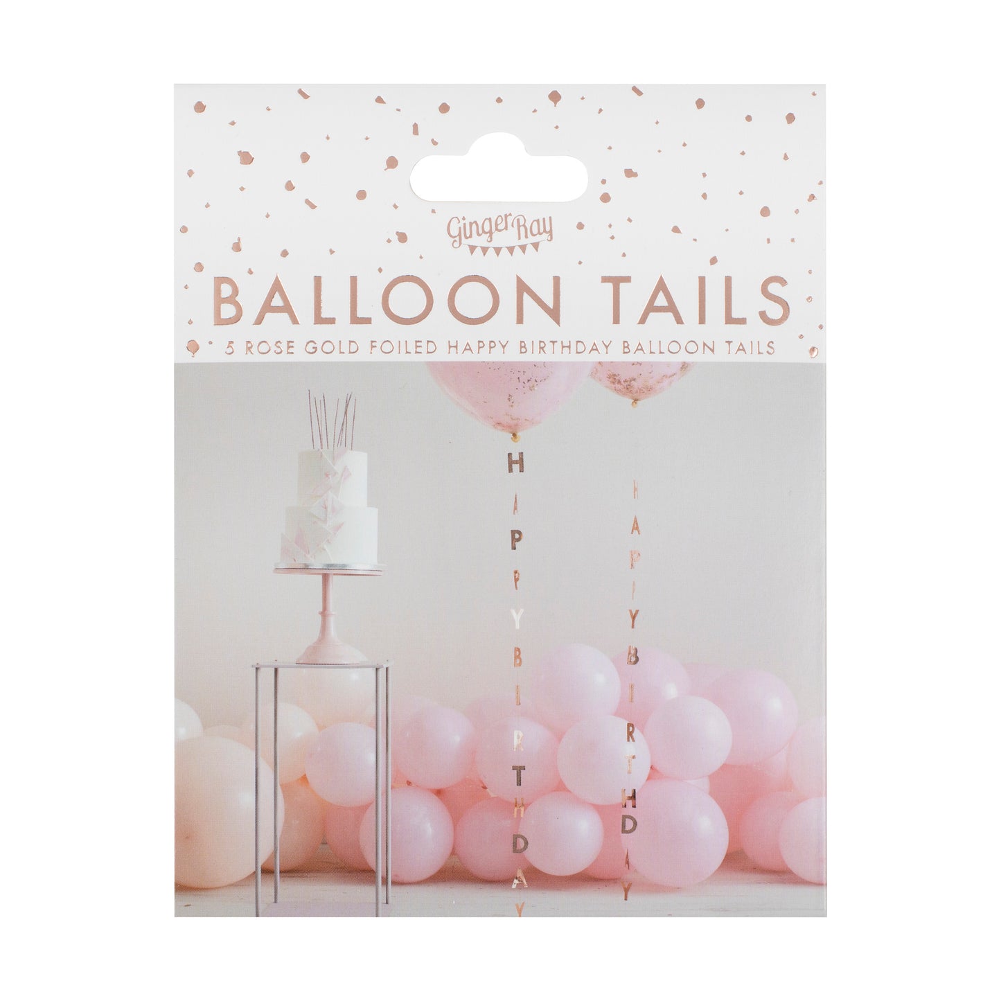 Rose Gold Happy Birthday Balloon Tails