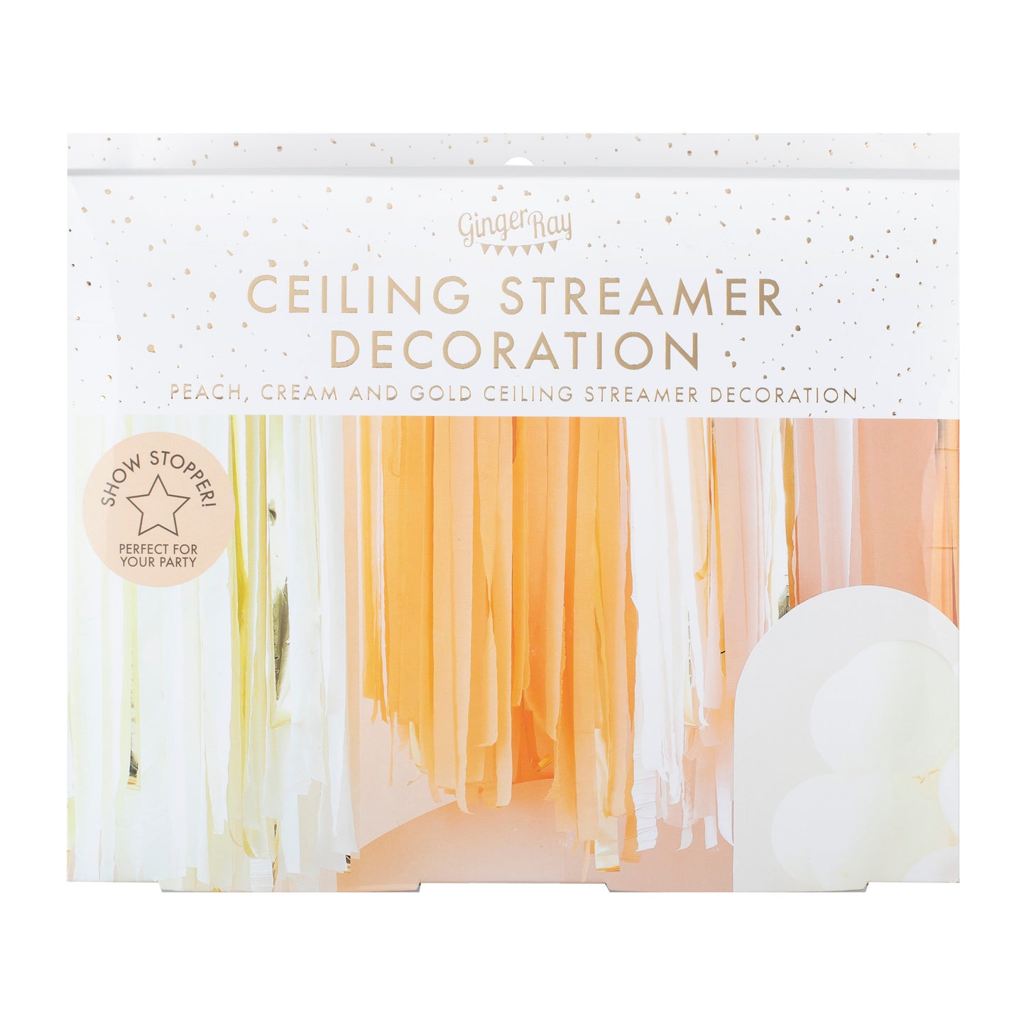 Peach and Gold Hanging Streamer Party Backdrop