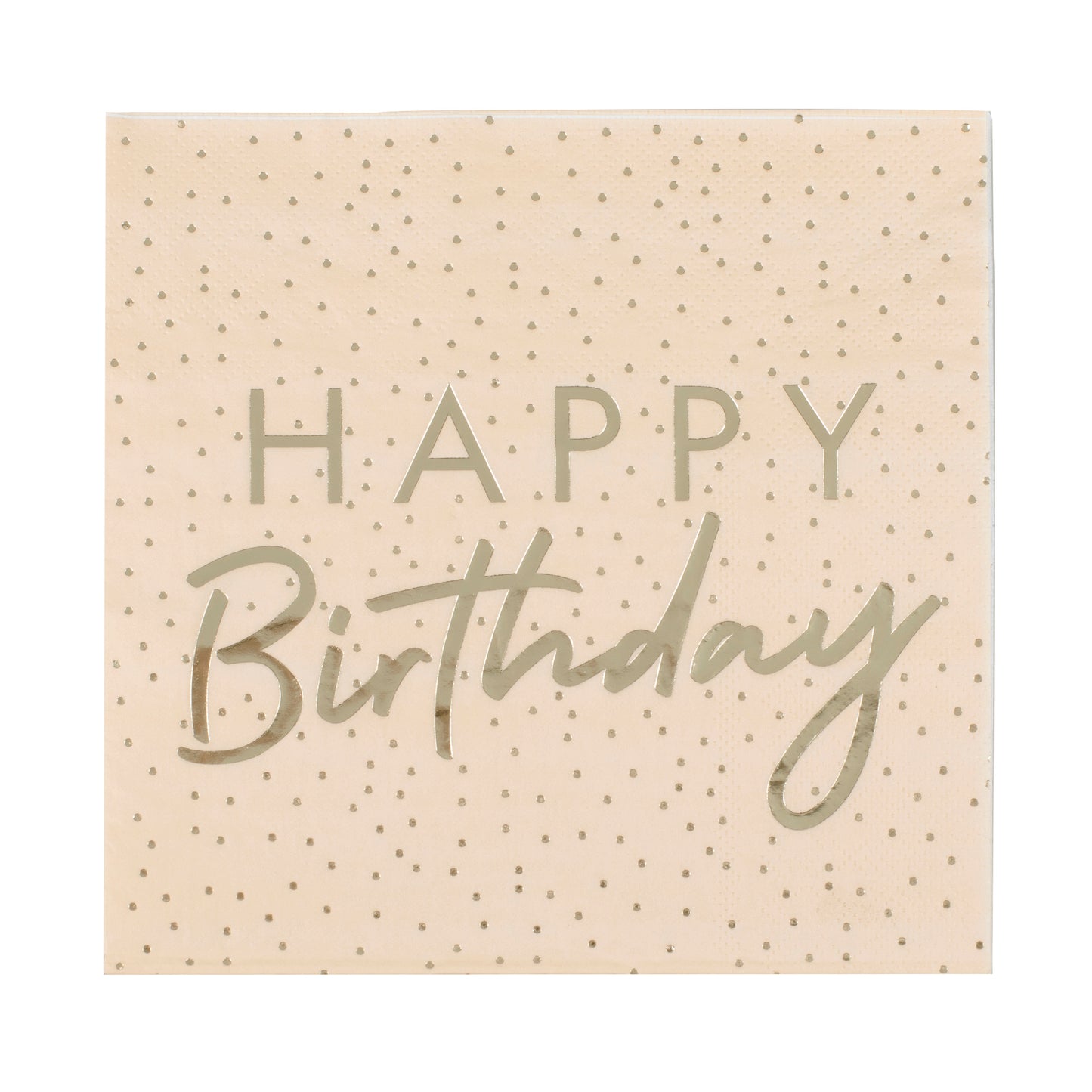 Peach and Gold Happy Birthday Paper Napkins
