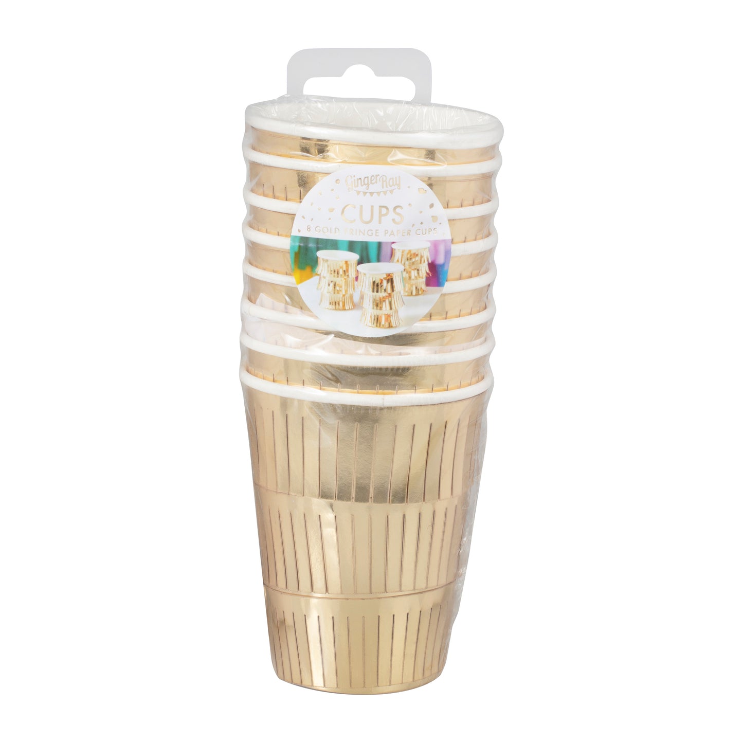 Fringed Gold Paper Party Cups
