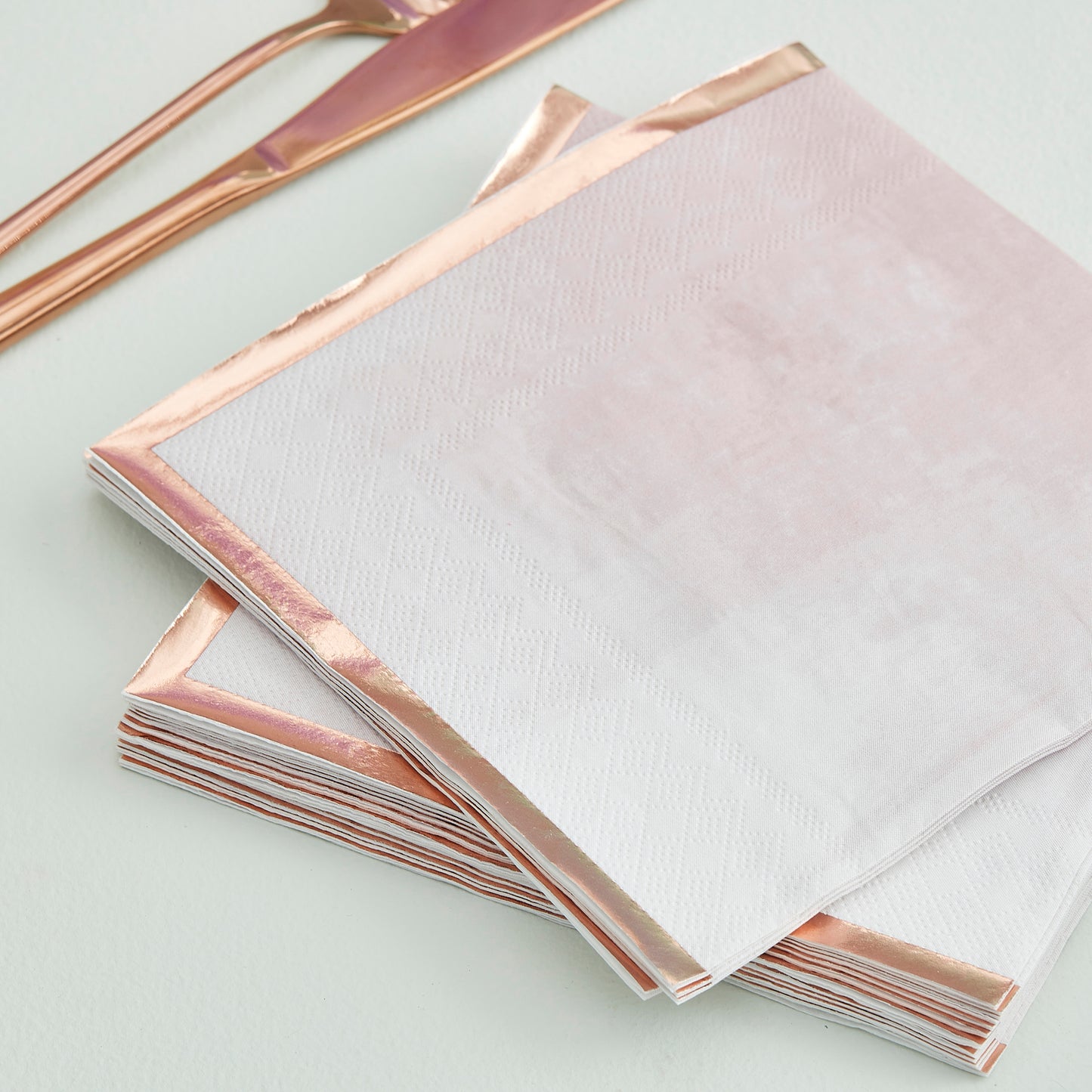 Reactive Glaze Pink Watercolour and Rose Gold Napkins
