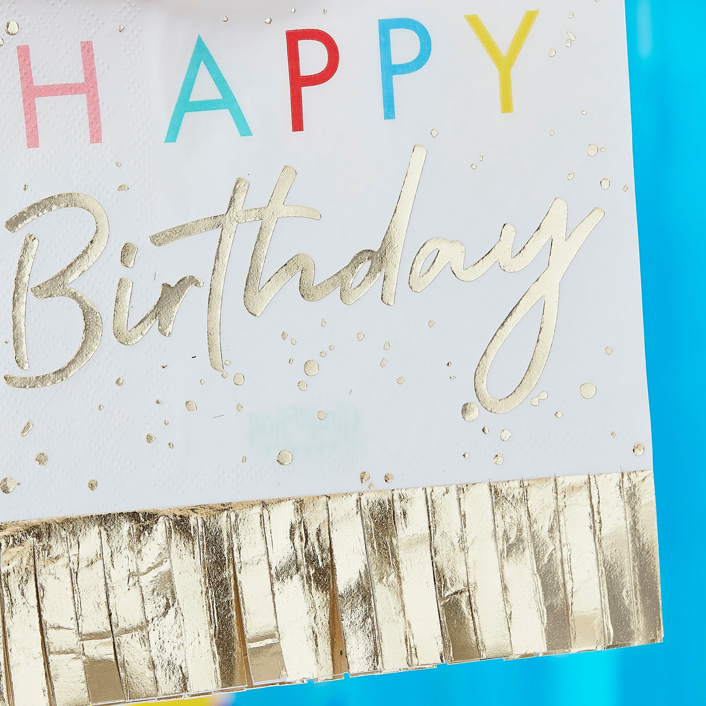 Happy Birthday Fringed Gold Napkins