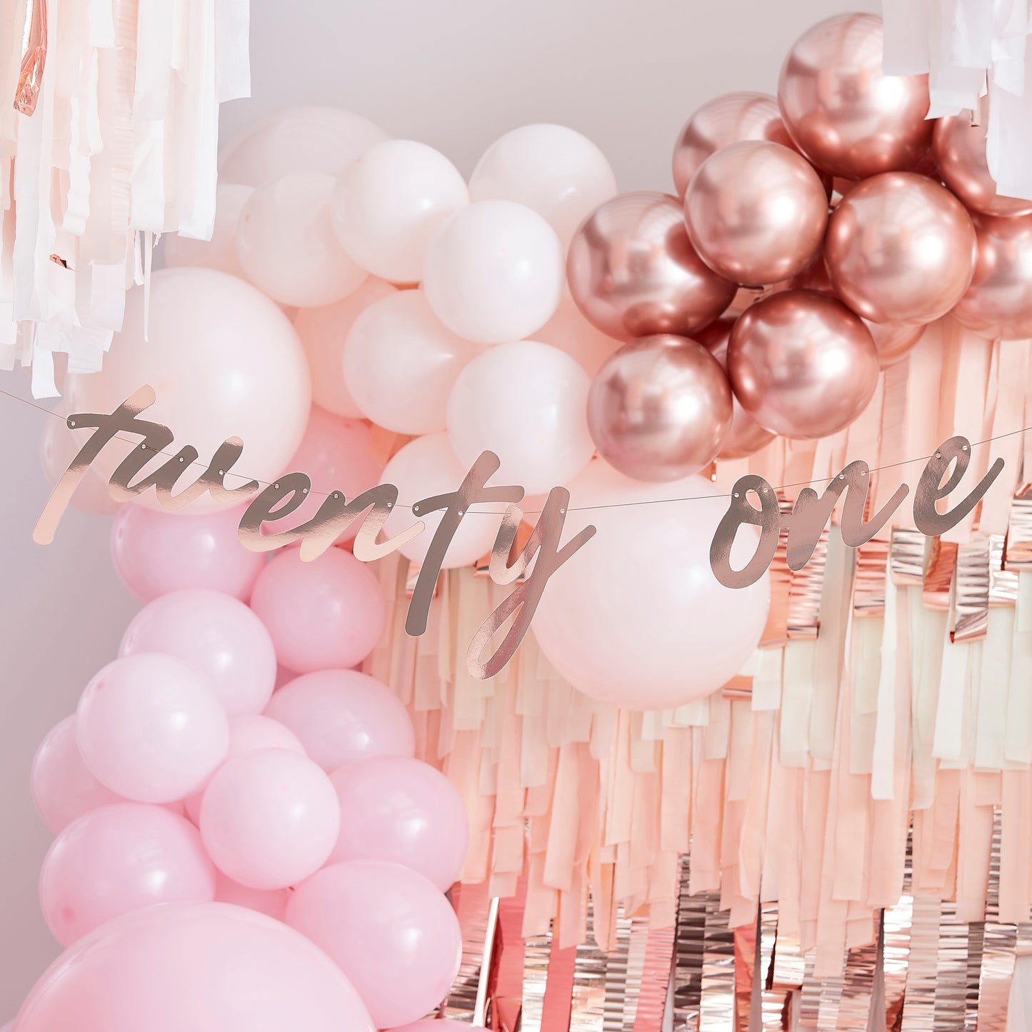 21st Rose Gold Happy Birthday Banner Bunting