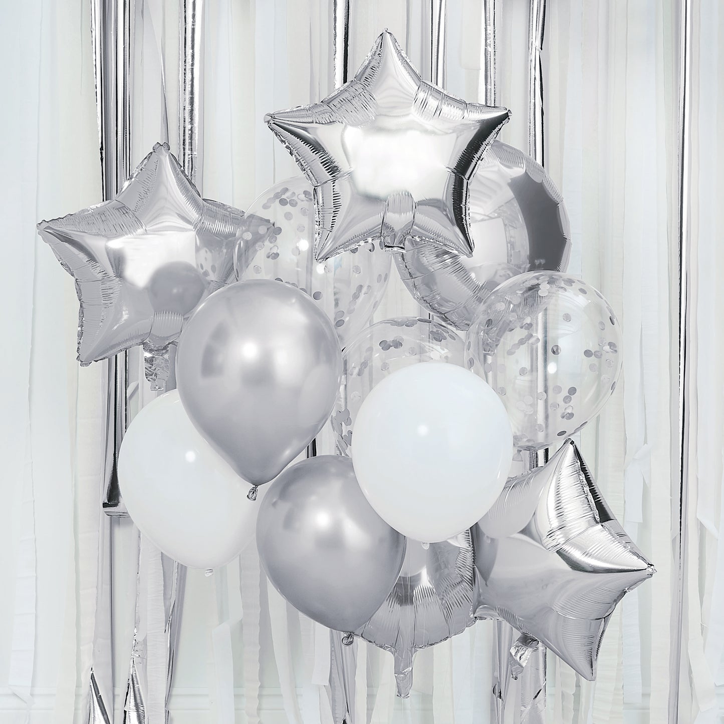 Metallic Silver Balloons Bundle