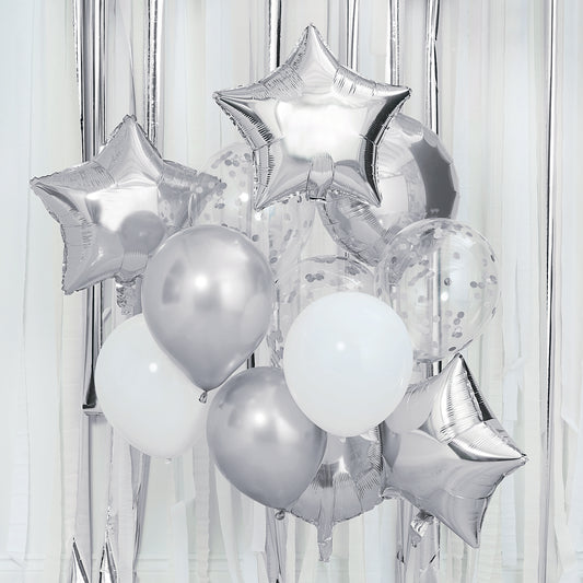 Metallic Silver Balloons Bundle