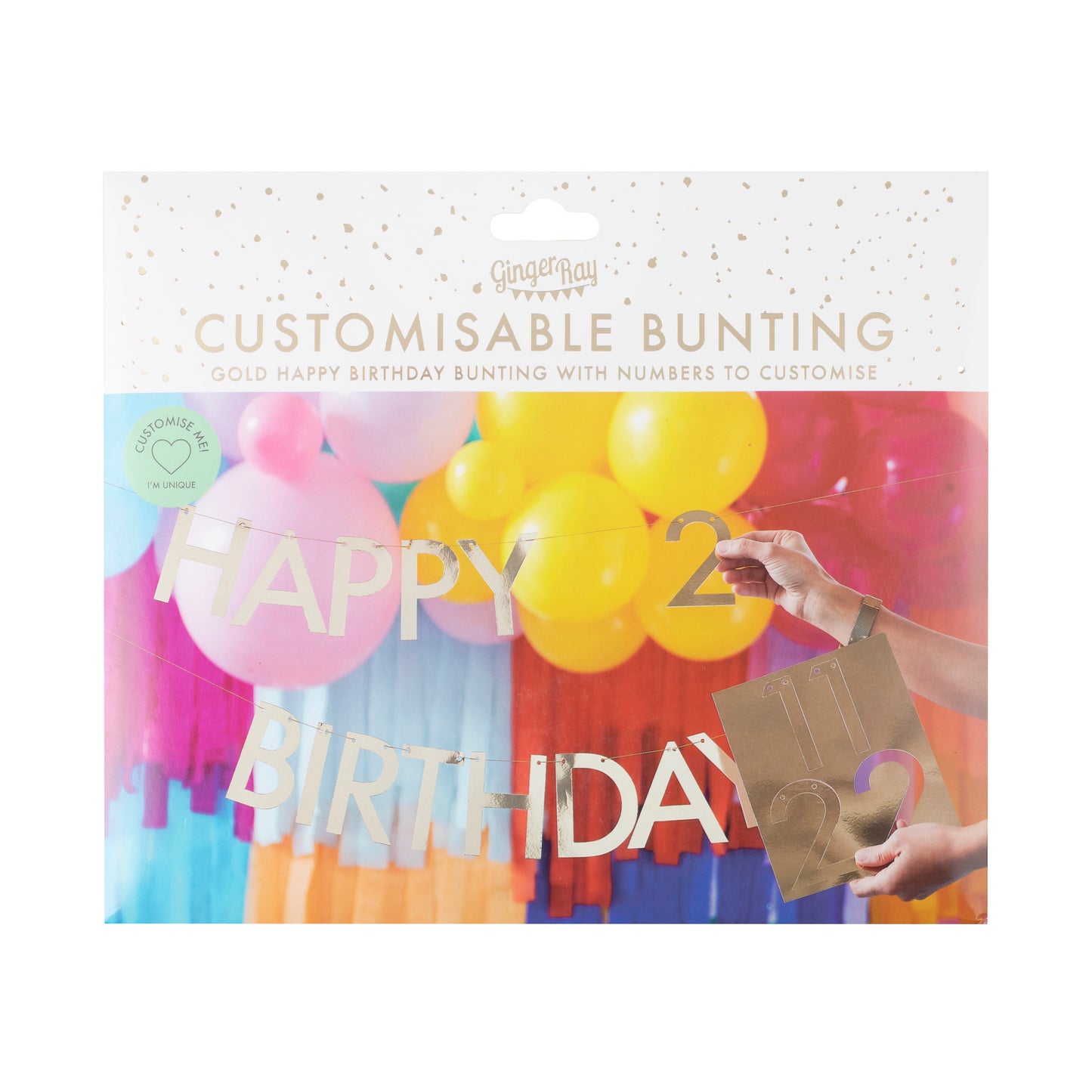 Gold Customisable Happy Birthday Bunting Banner