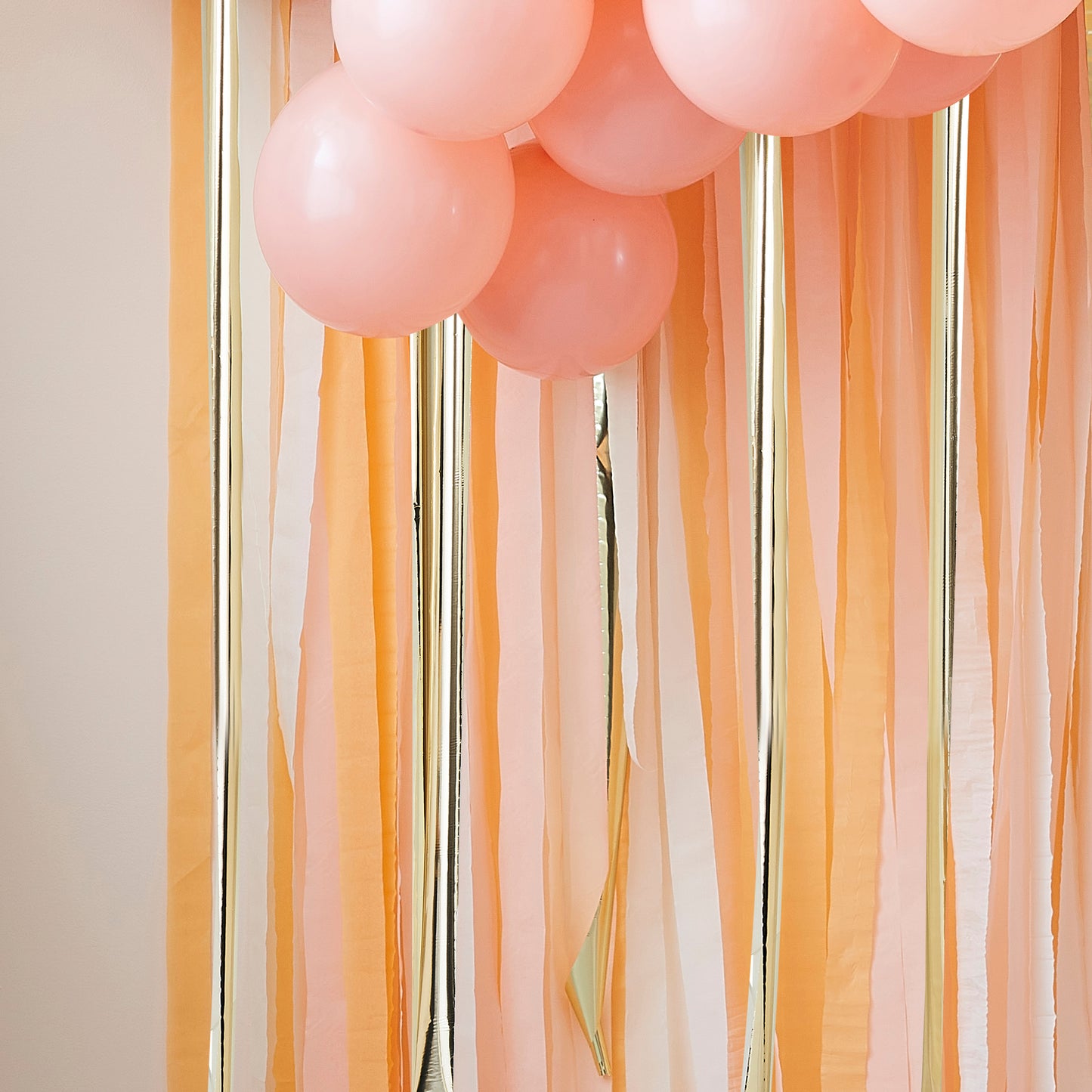 Gold and Peach Streamer Party Backdrop