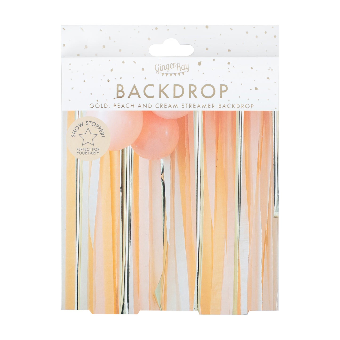 Gold and Peach Streamer Party Backdrop