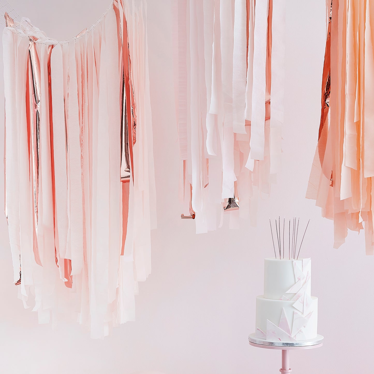Blush and Rose Gold Streamer Ceiling Decoration