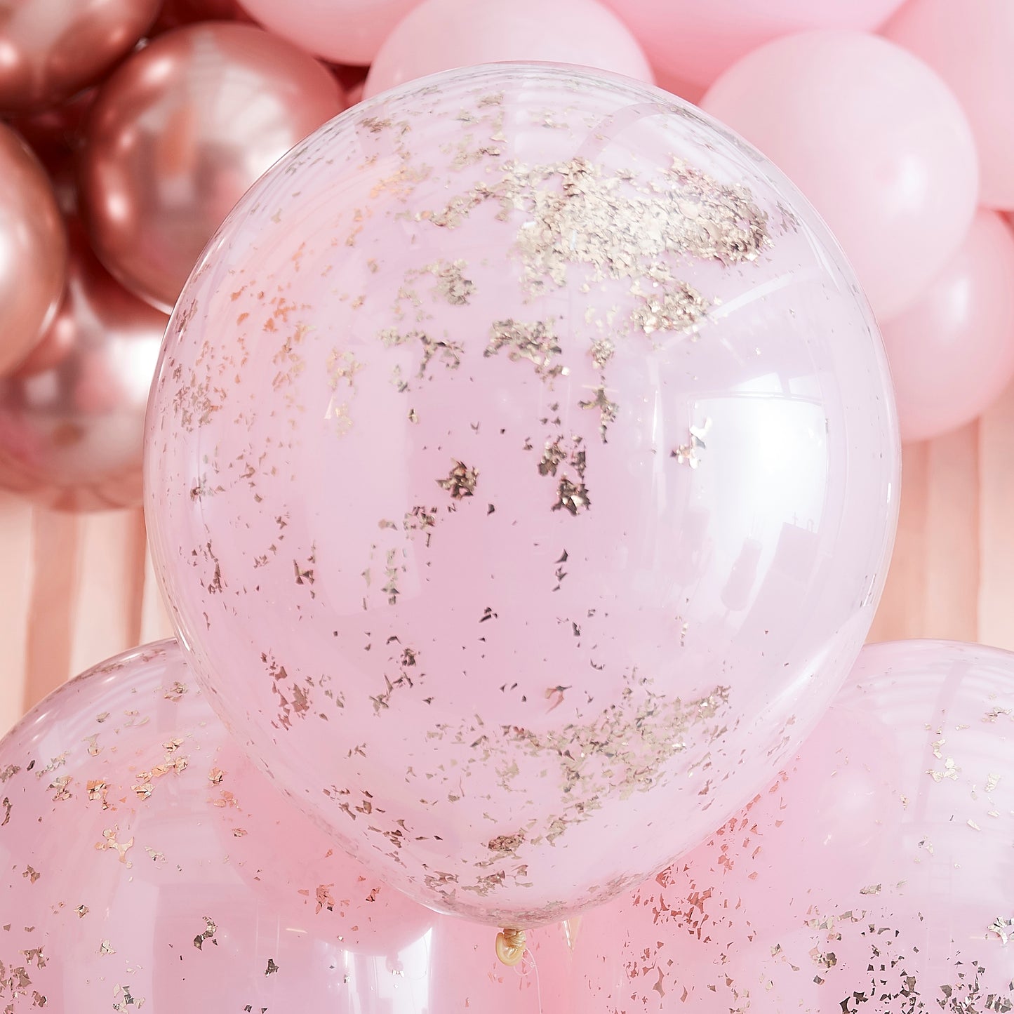 Double Layered Pink and Rose Gold Confetti Balloons