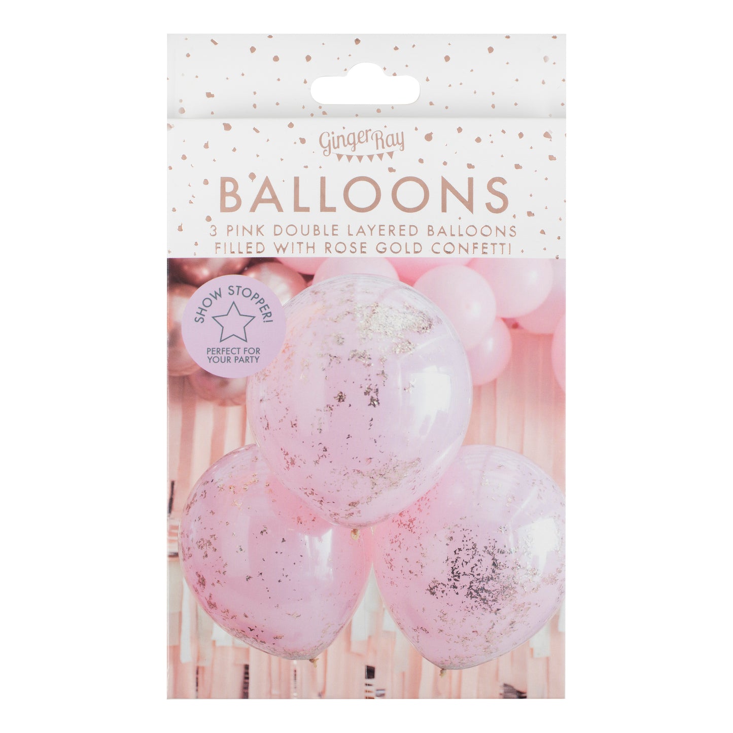 Double Layered Pink and Rose Gold Confetti Balloons