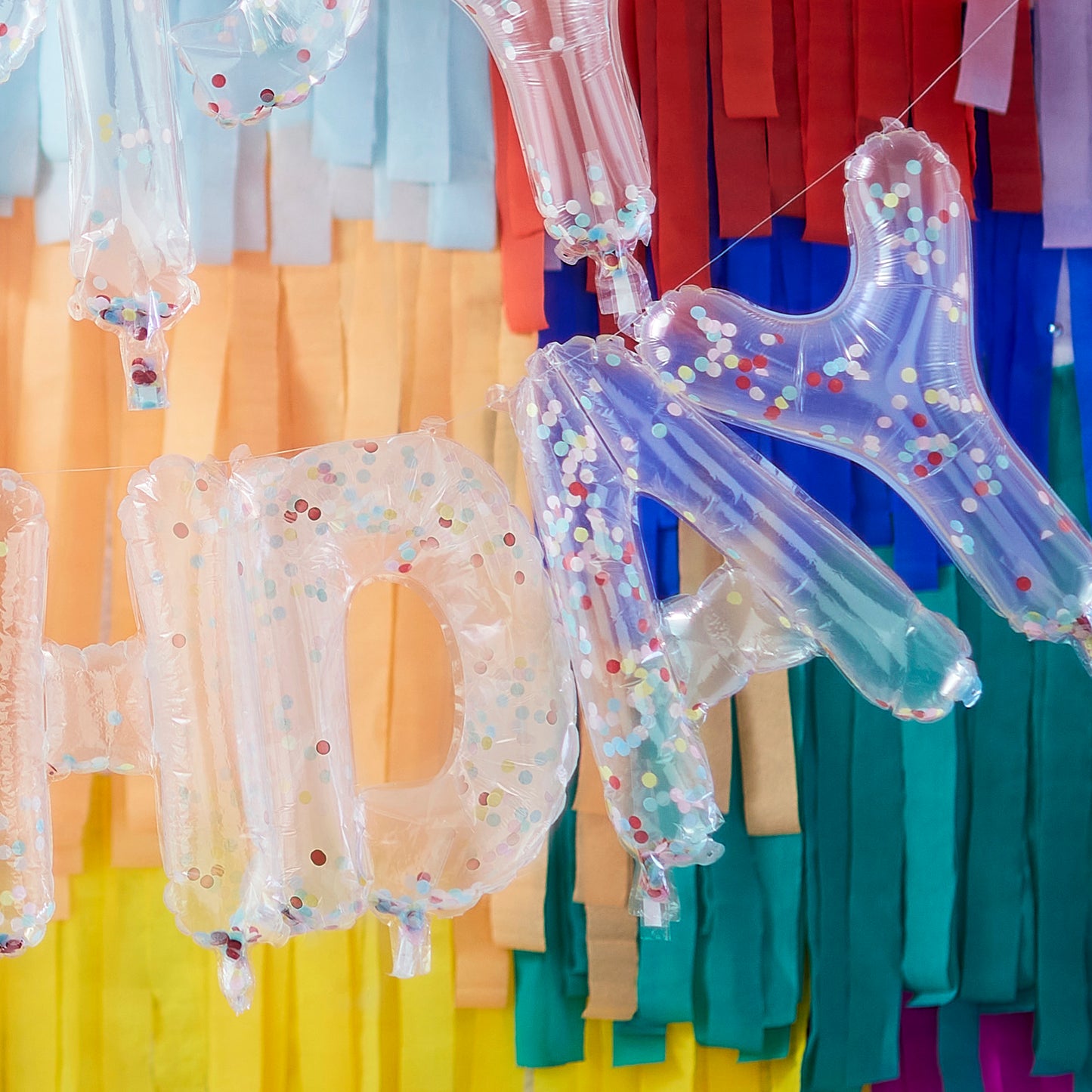 Rainbow Confetti Happy Birthday Balloon Bunting