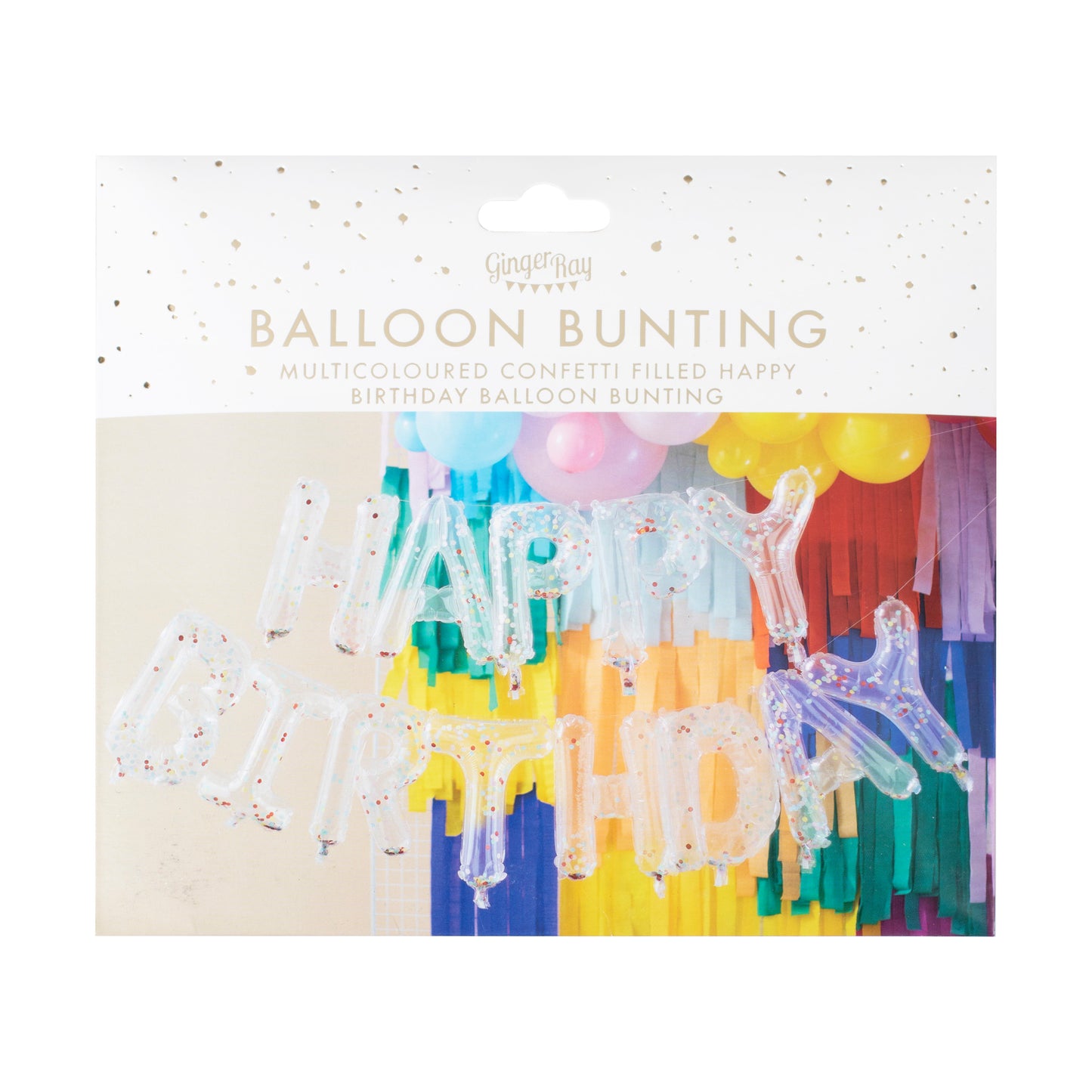Rainbow Confetti Happy Birthday Balloon Bunting