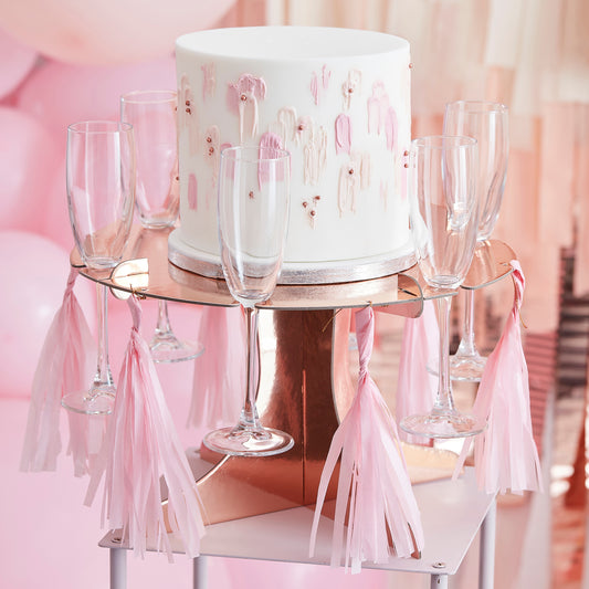 Rose Gold Cake Stand with Drink Holders