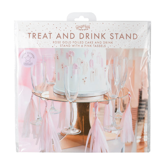 Rose Gold Cake Stand with Drink Holders