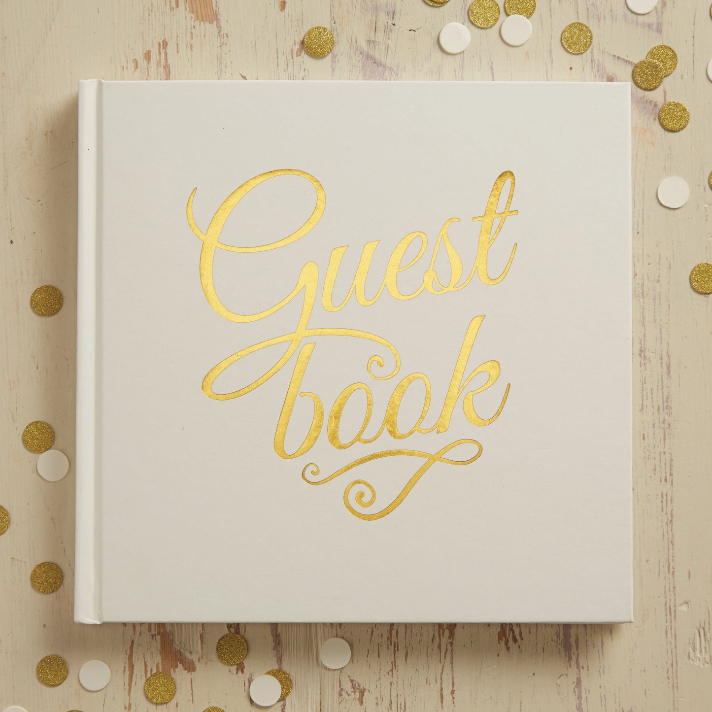 Ivory & Gold Foiled Wedding Guest Book - Metallic Perfection
