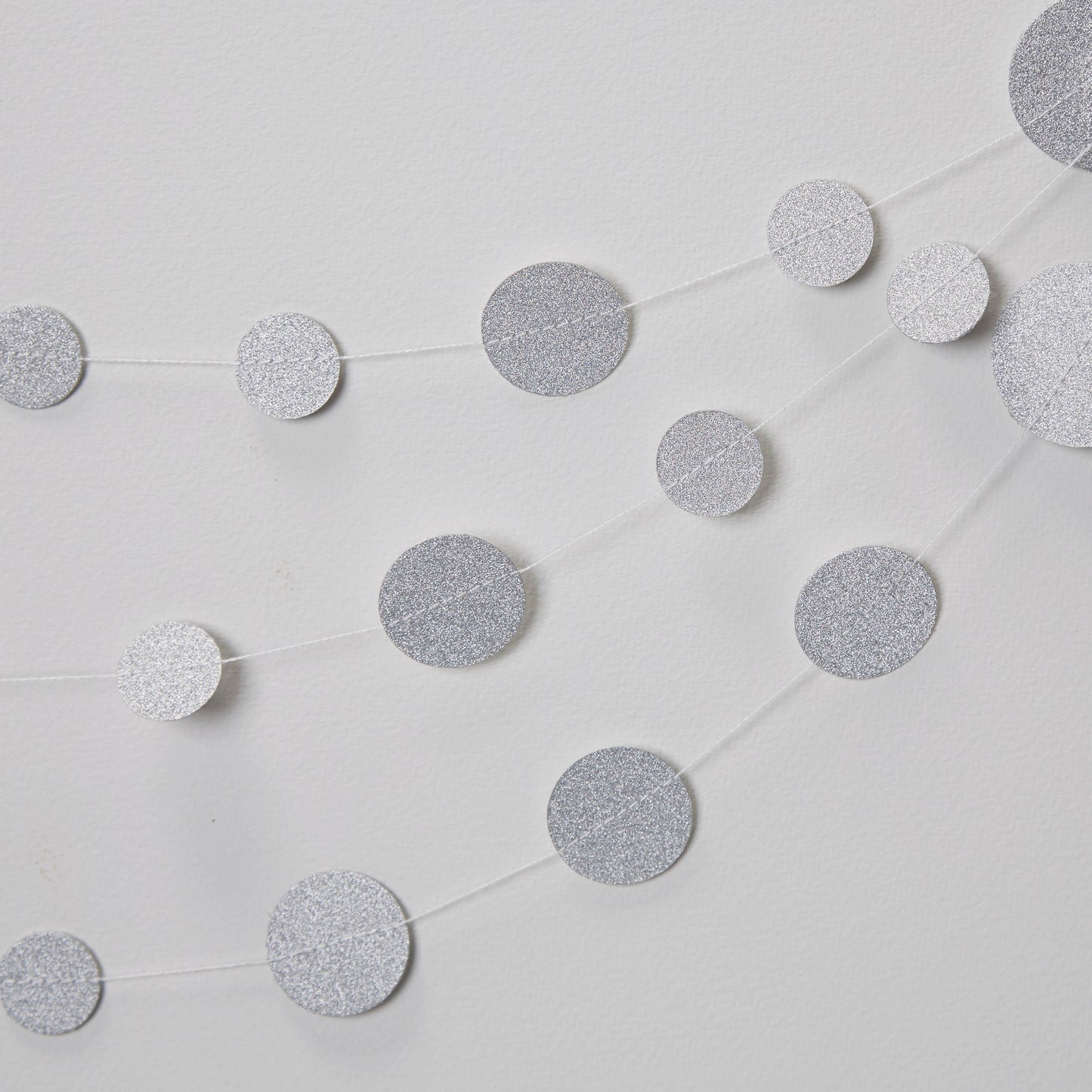 Silver Glitter Hanging Circle Garland - Metallic Perfection