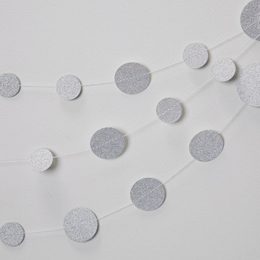 Silver Glitter Hanging Circle Garland - Metallic Perfection