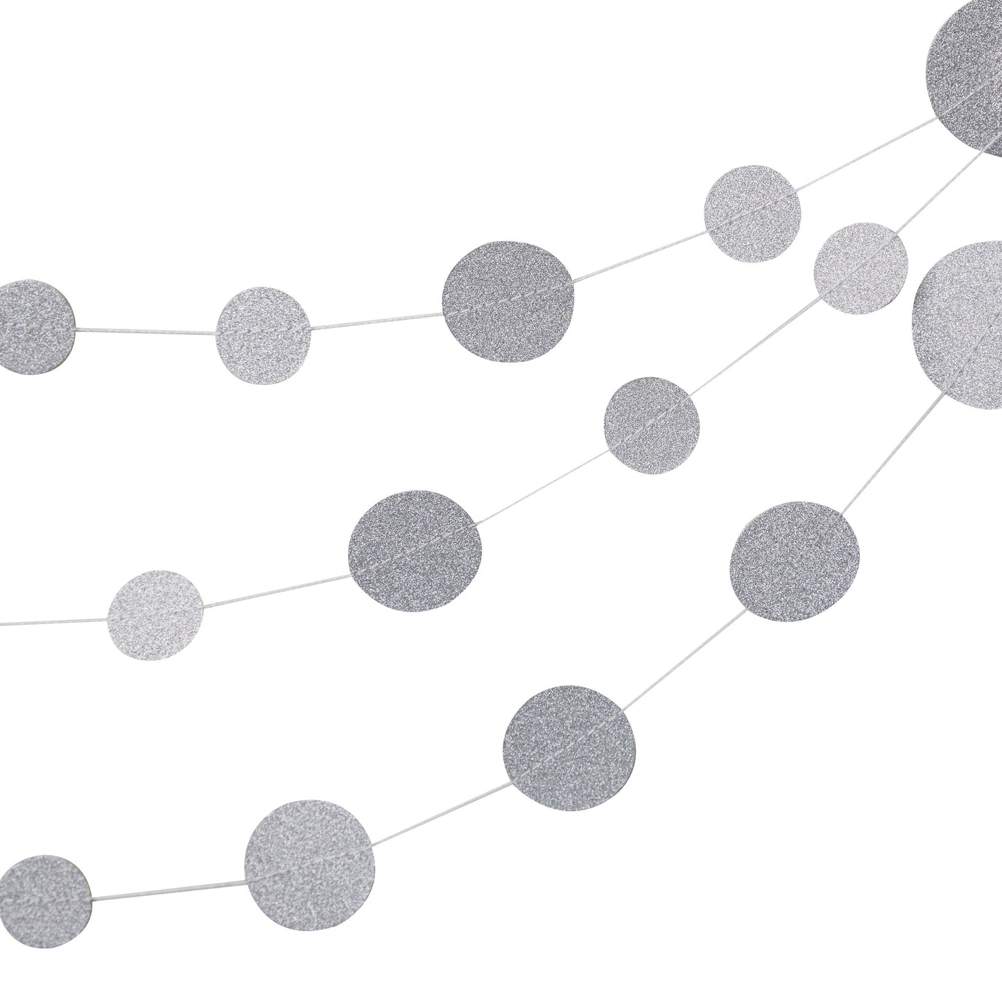 Silver Glitter Hanging Circle Garland - Metallic Perfection