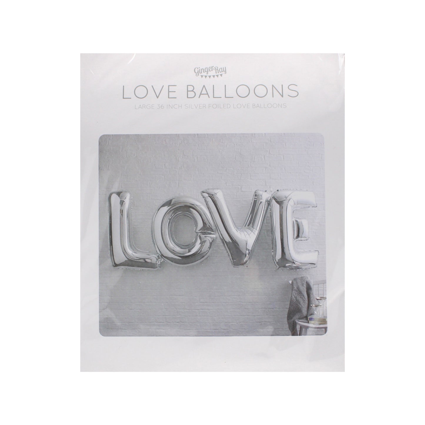 Giant Love Foiled Balloons - Silver - Metallic Perfection