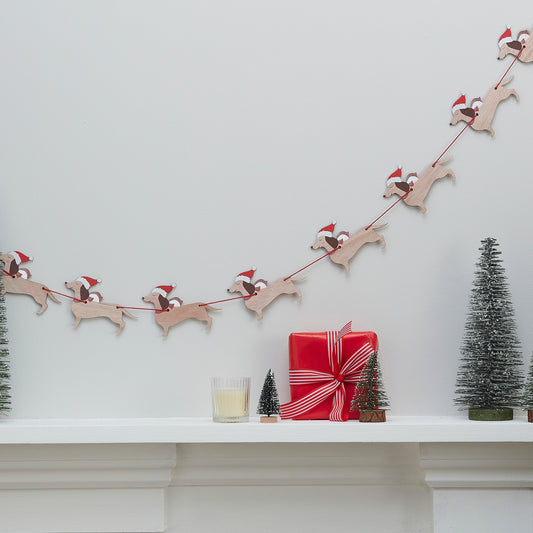 Wooden Sausage Dog Christmas Bunting