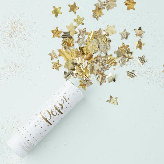 Gold Compressed Air Confetti Cannon Shooter - Metallic Star