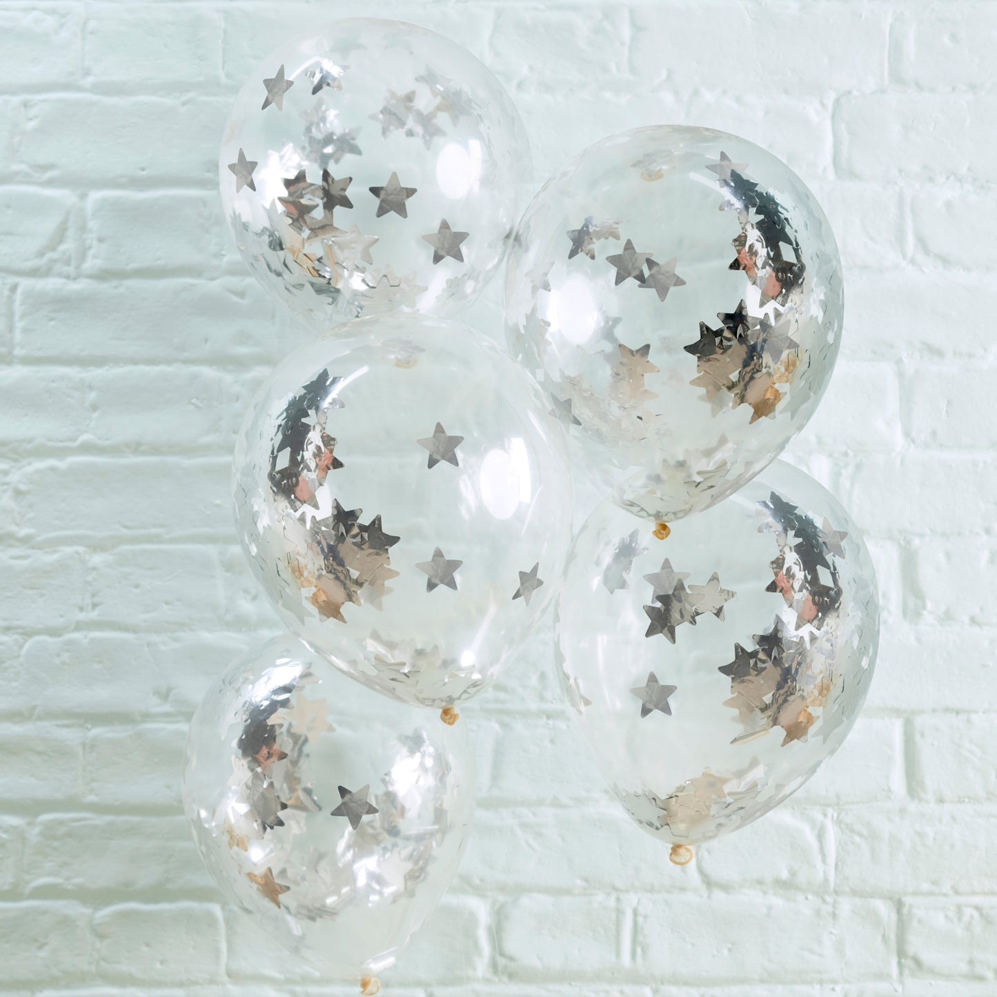 Silver Star Shaped Confetti Balloons