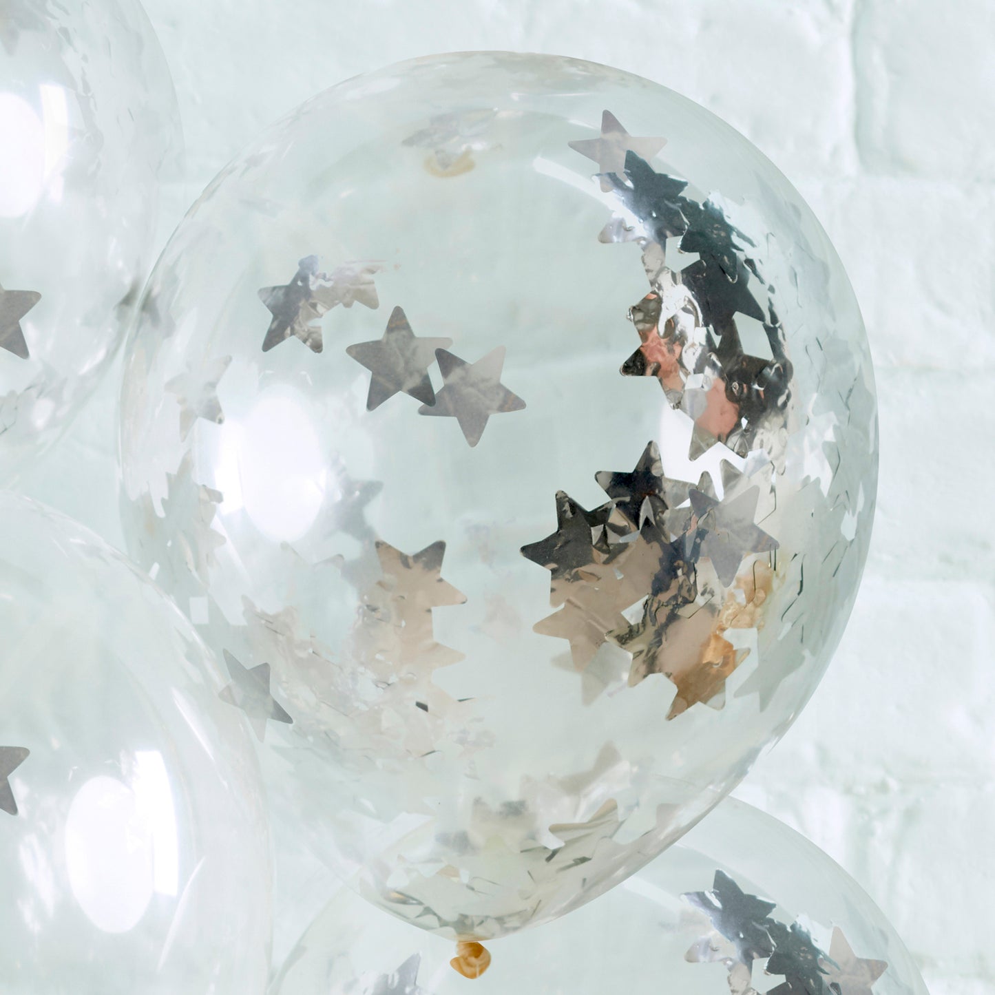 Silver Star Shaped Confetti Balloons