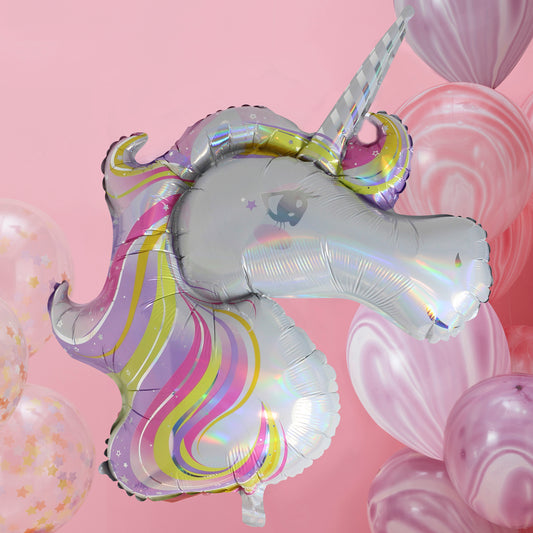 Iridescent Foiled Unicorn Balloon - Make a Wish