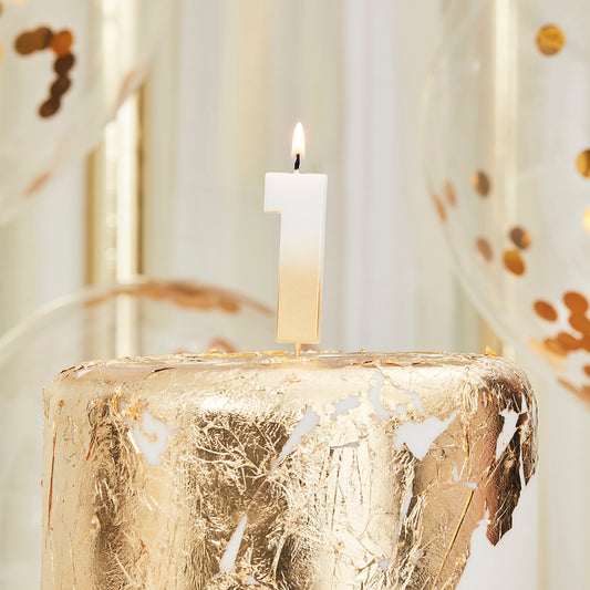 Gold Ombre 1 Number Birthday Candle