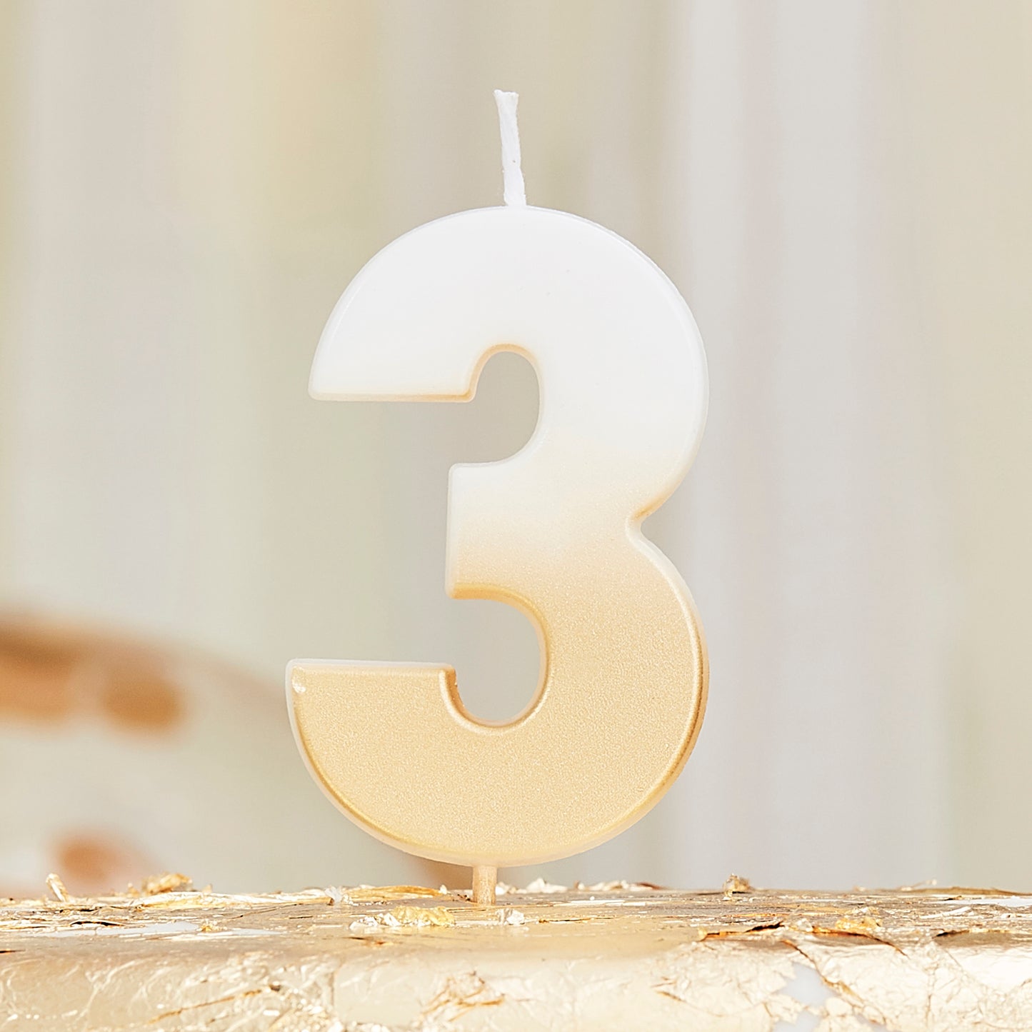 Gold Ombre 3 Number Birthday Candle