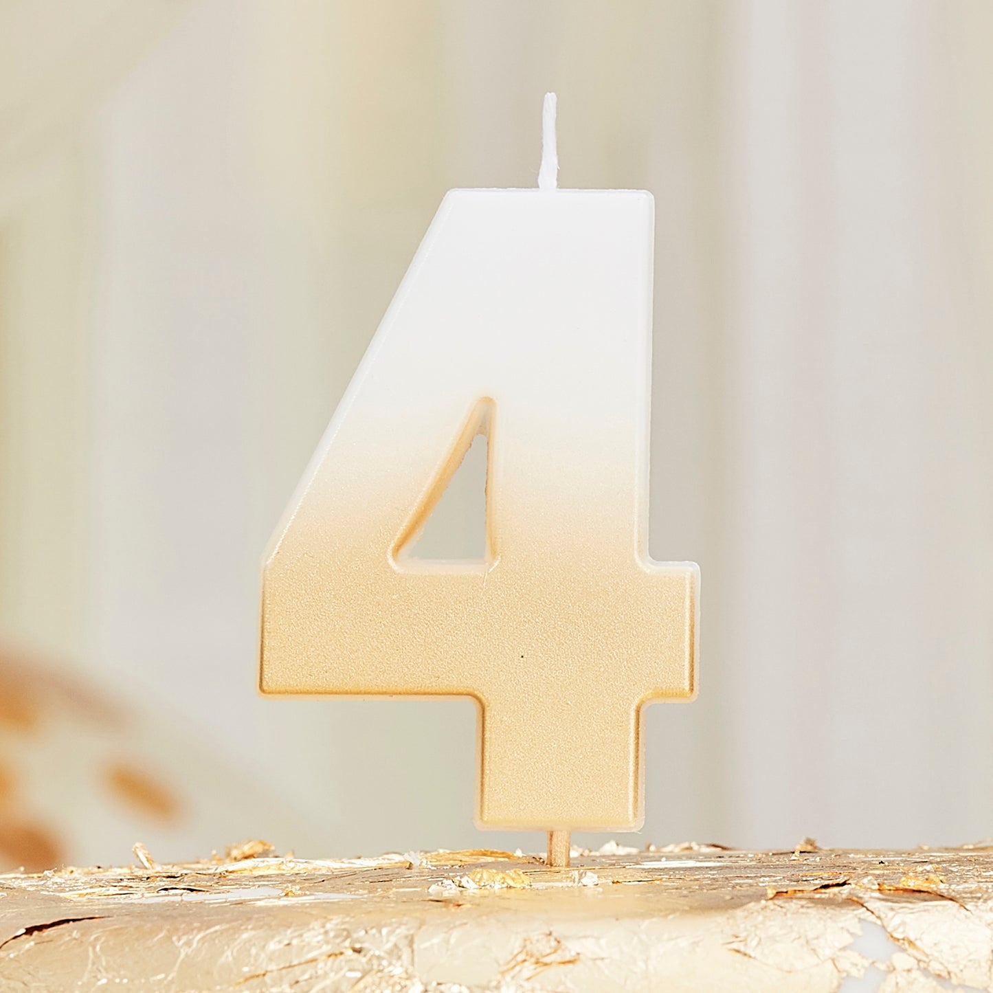 Gold Ombre 4 Number Birthday Candle