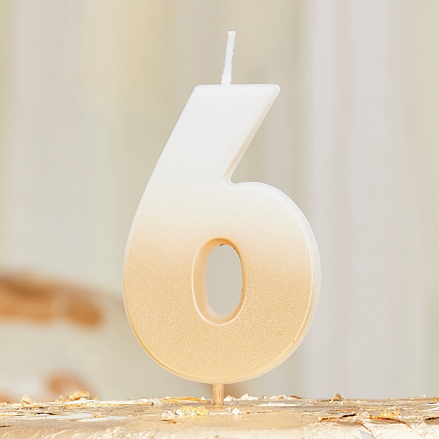 Gold Ombre 6 Number Birthday Candle
