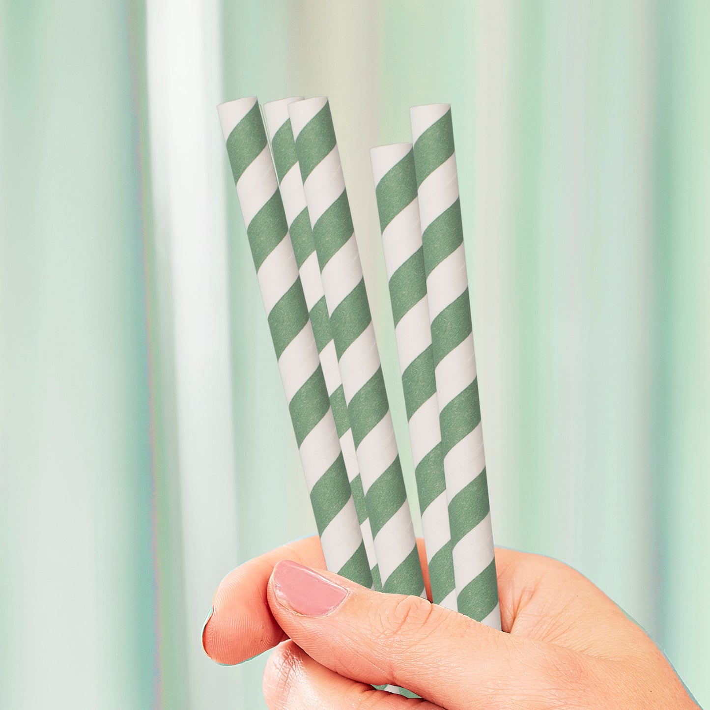 Mint Green Stripe Paper Straws
