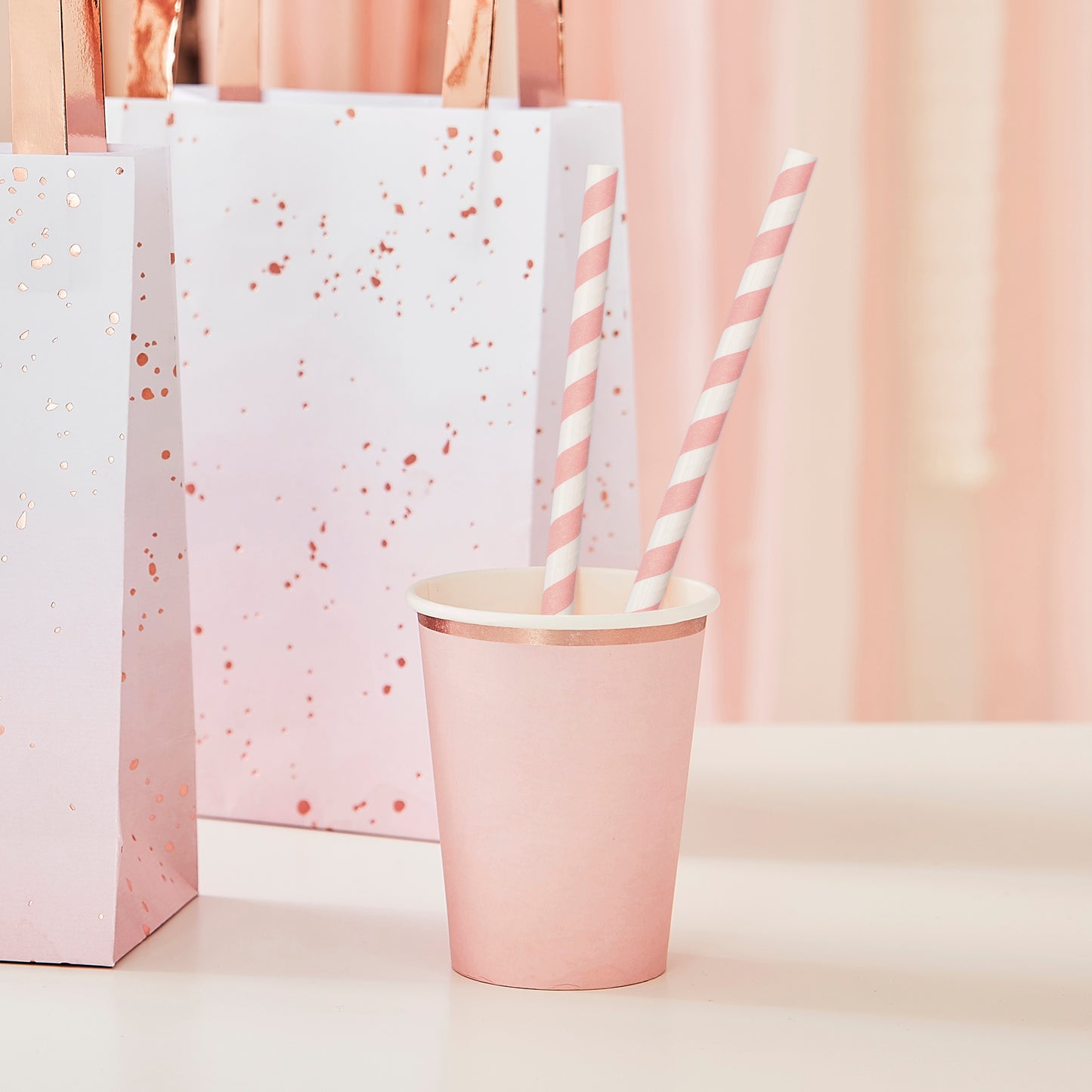 Pink Stripe Paper Straws