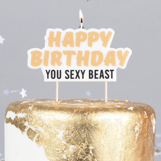 Happy Birthday You Sexy Beast Birthday Cake Candle