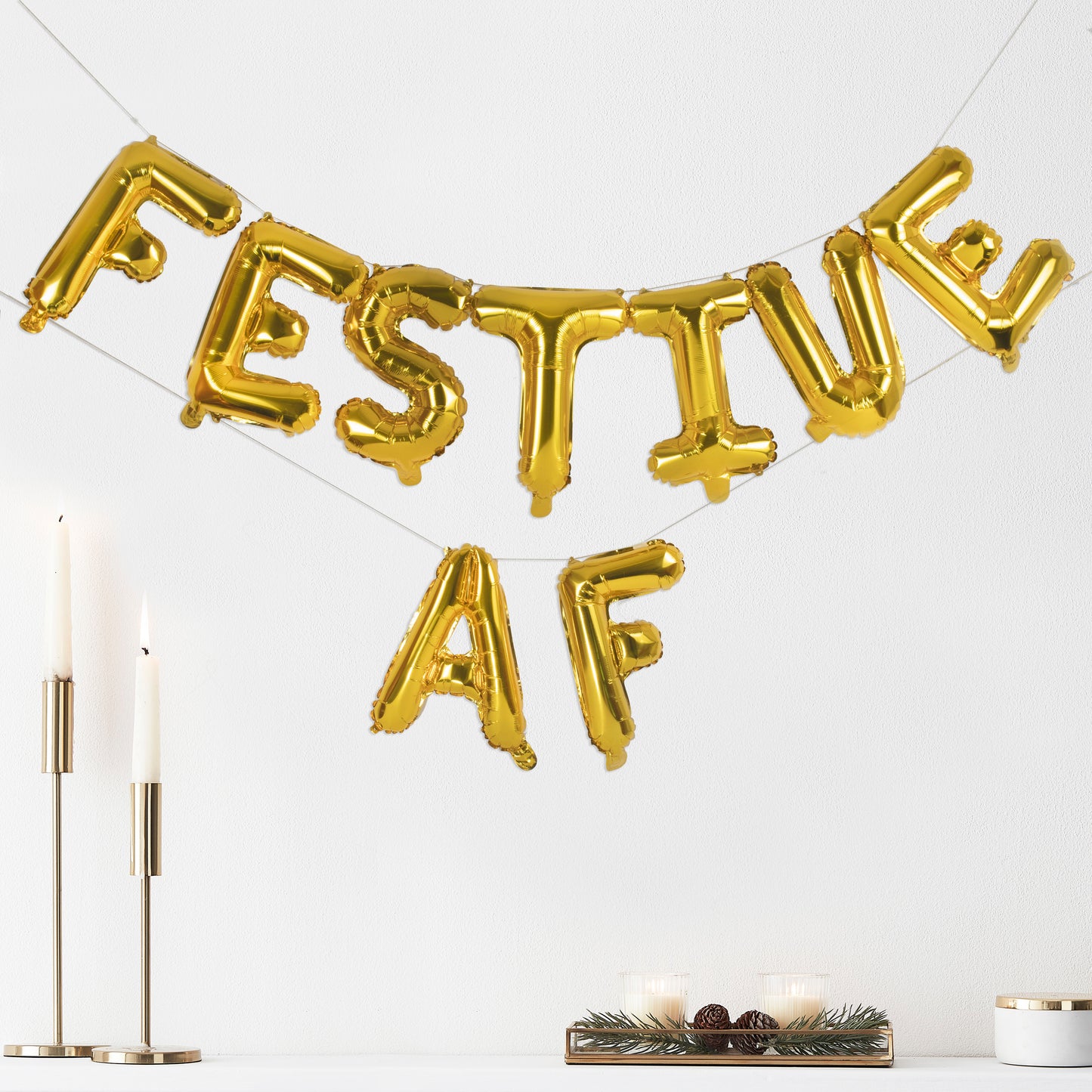 Gold Foiled 'Festive AF' Balloon Bunting