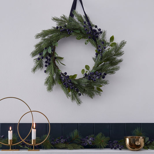 Foliage Christmas Wreath With Sloe Berries