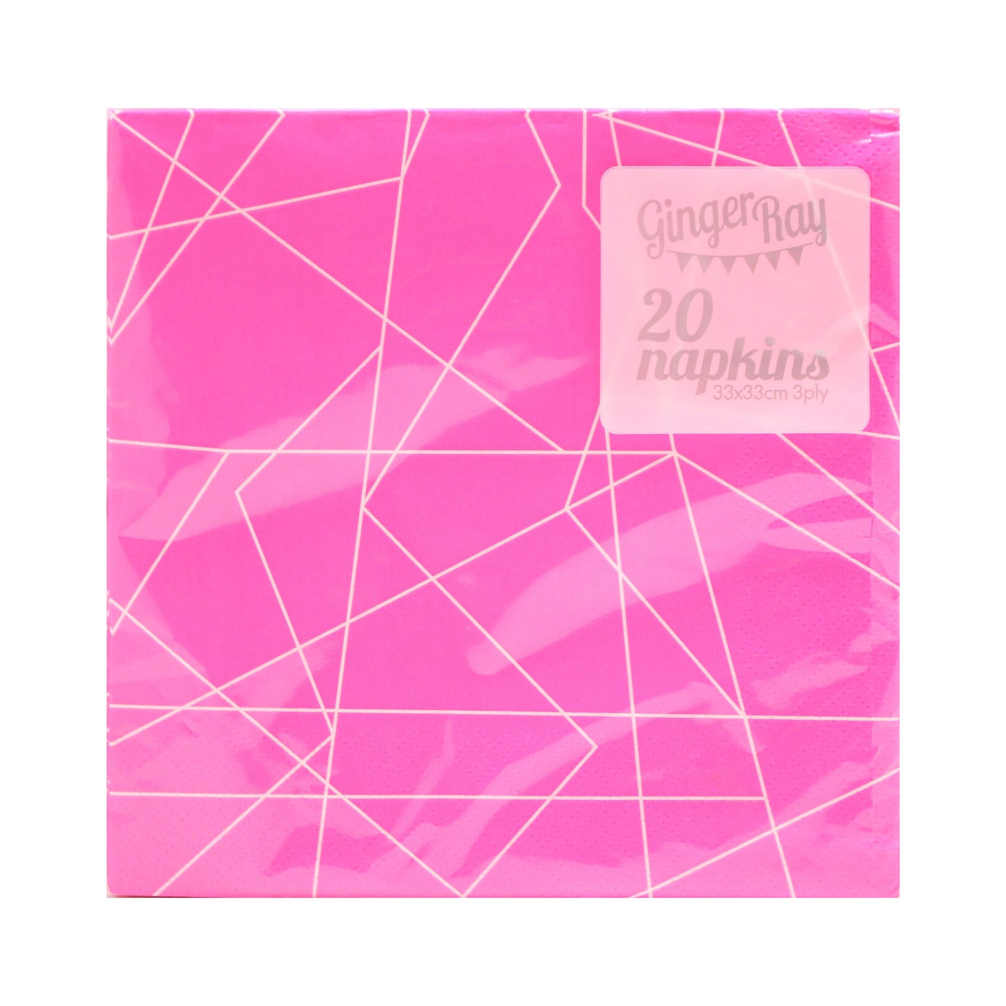 Neon Pink Geometric Paper Napkins - Neon Birthday
