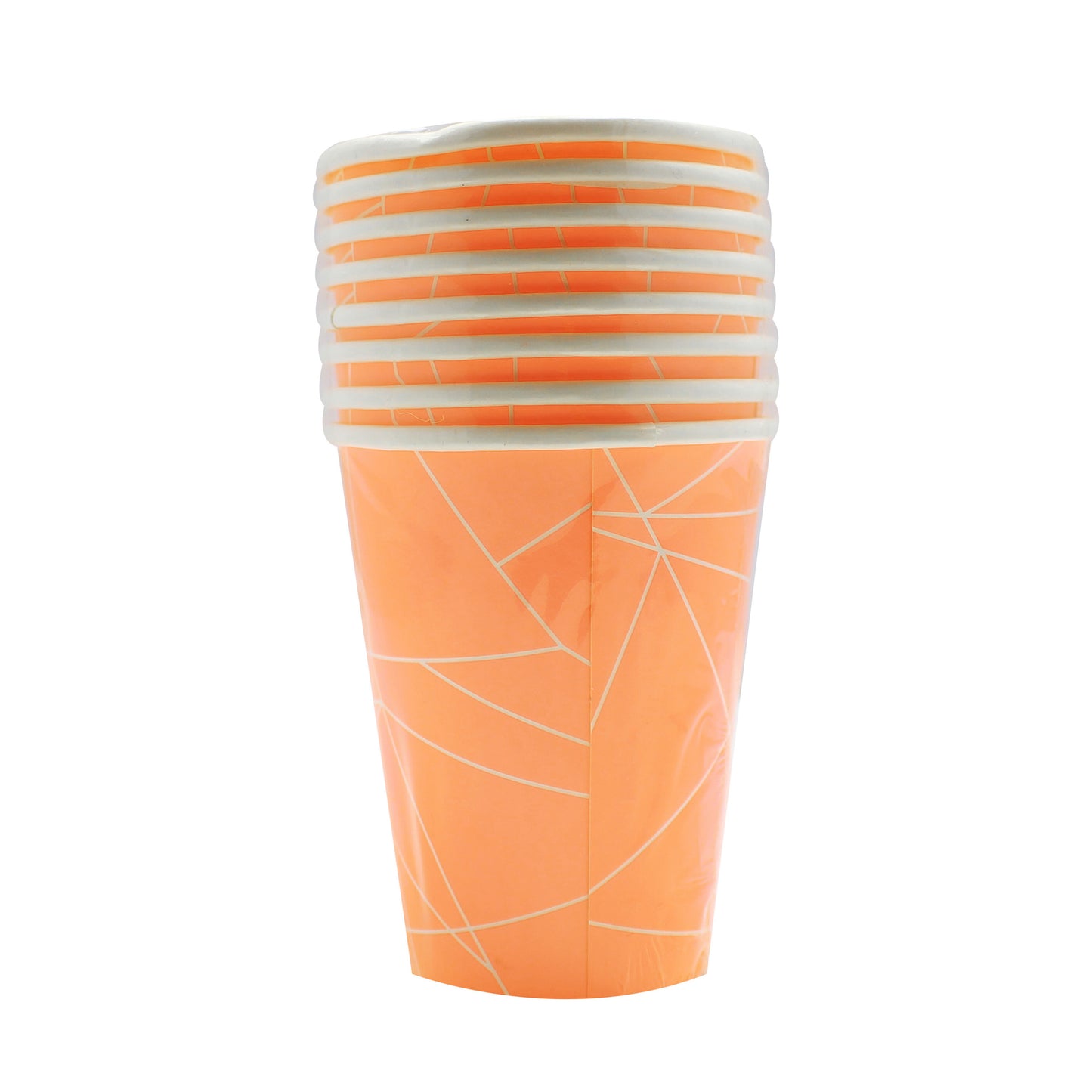 Neon Orange Geometric Paper Cups - Neon Birthday