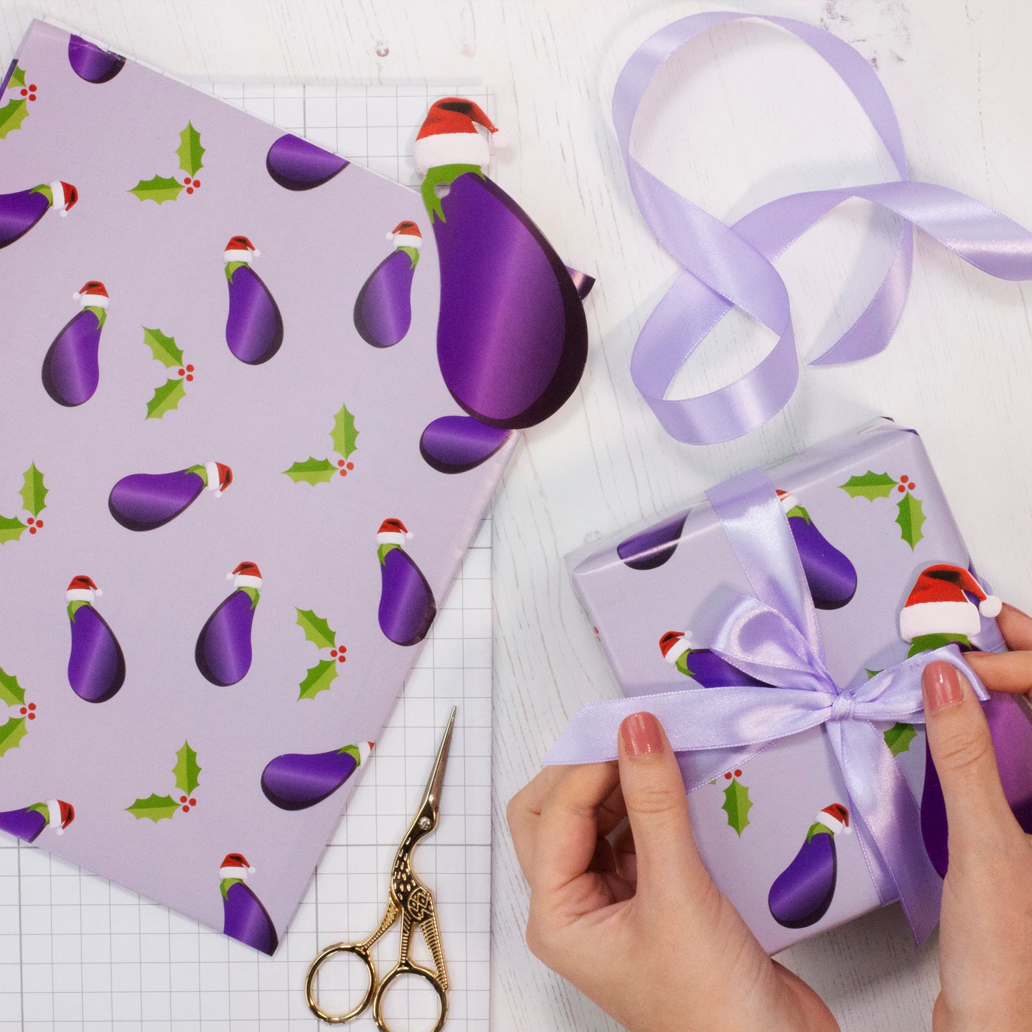 Aubergine Christmas Wrapping Kit - Naughty Christmas