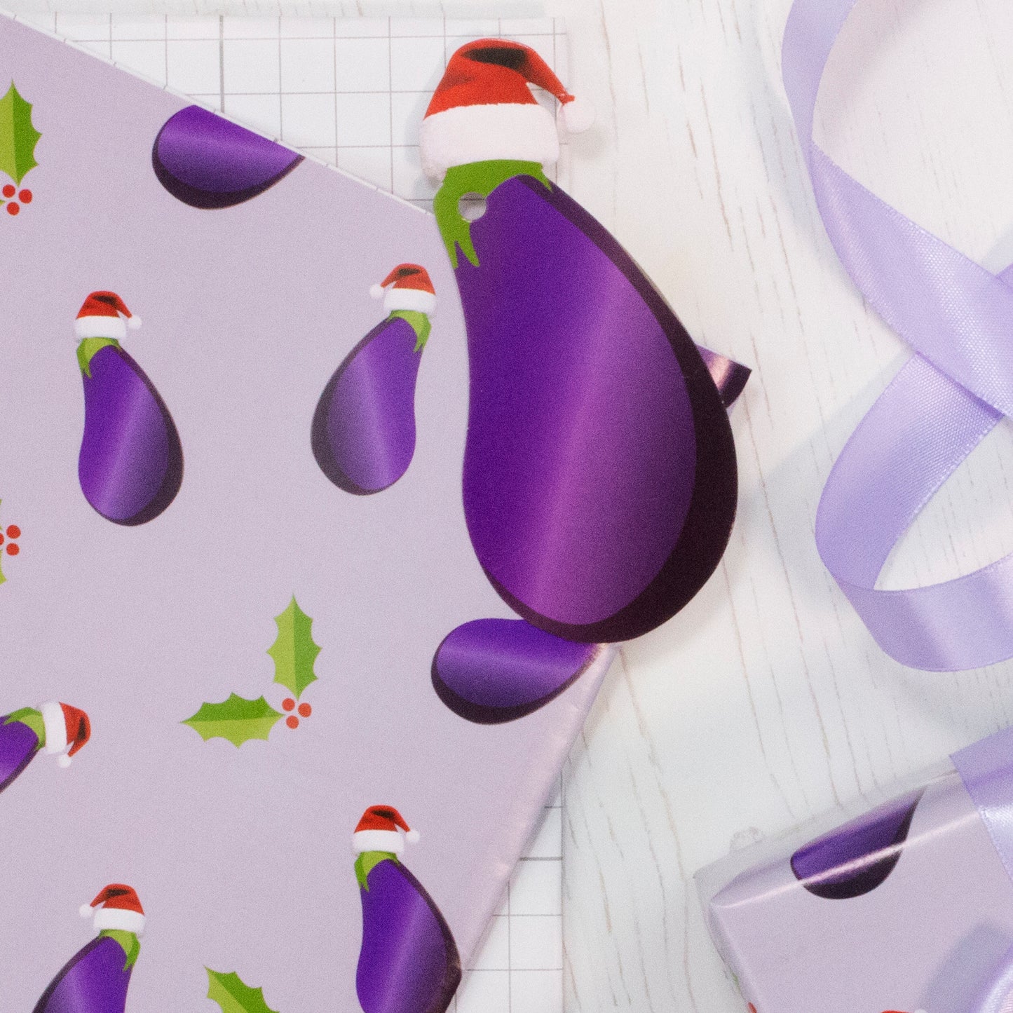 Aubergine Christmas Wrapping Kit - Naughty Christmas