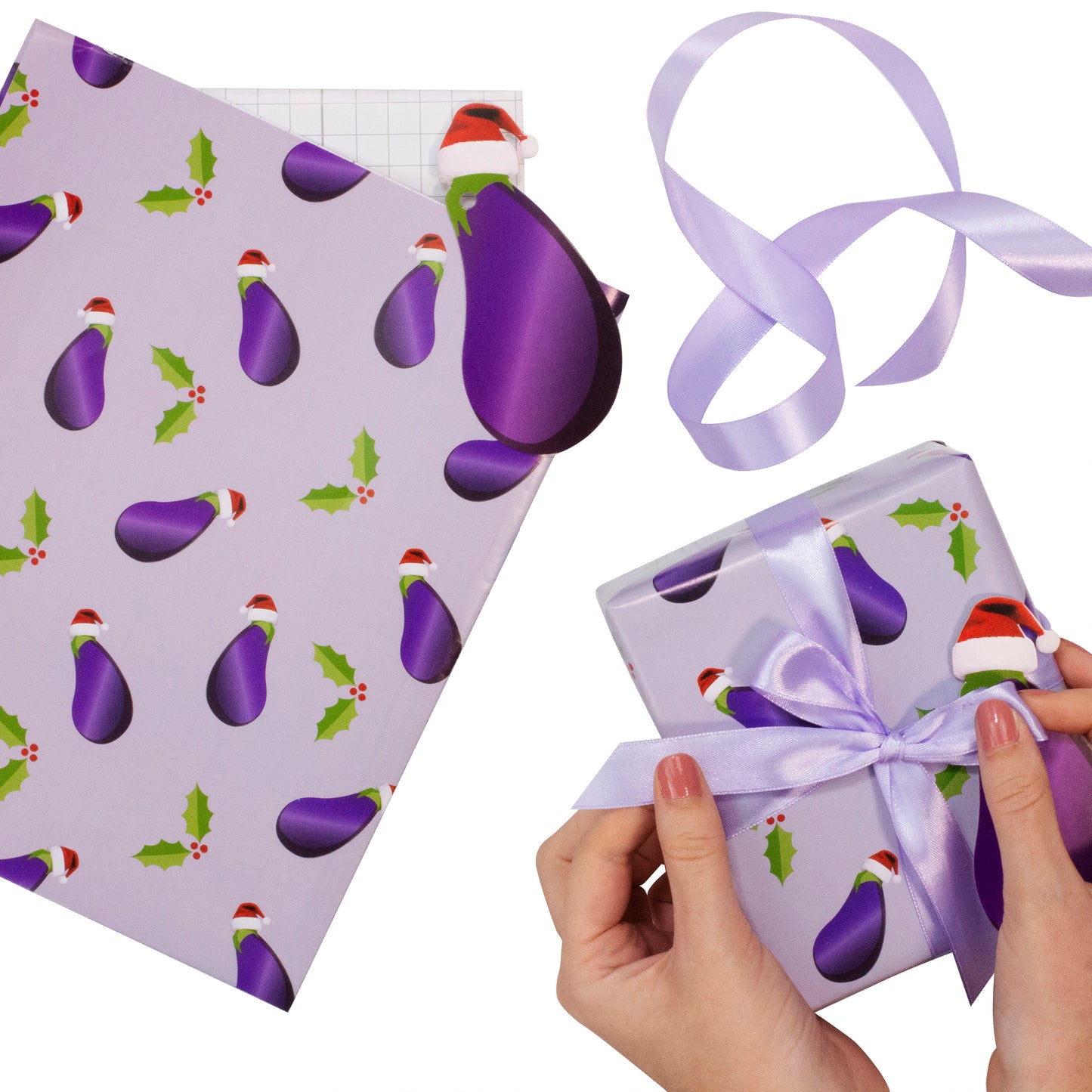 Aubergine Christmas Wrapping Kit - Naughty Christmas