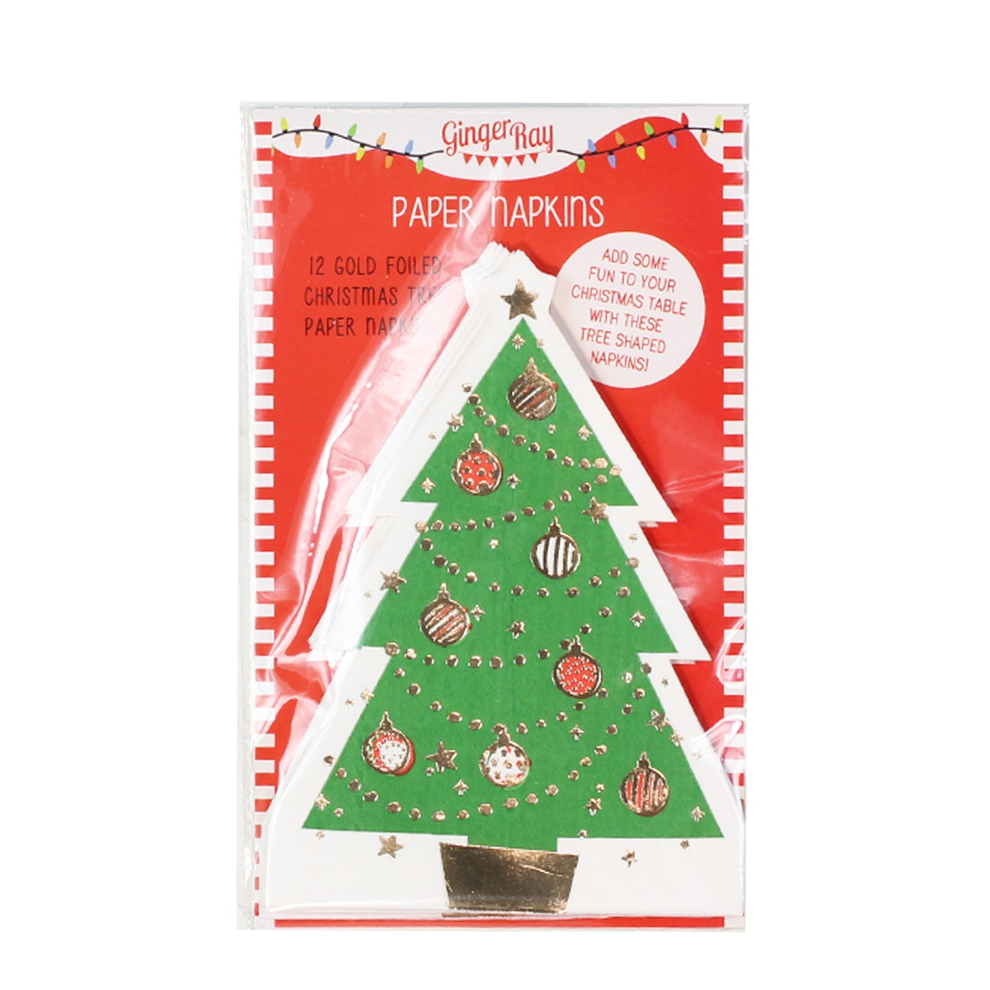 Gold Foiled Tree Shaped Paper Napkins - Novelty Christmas