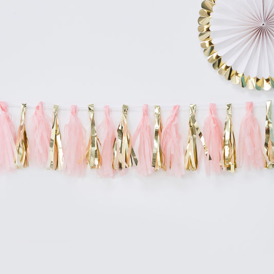 Pink and Gold Tassel Garland