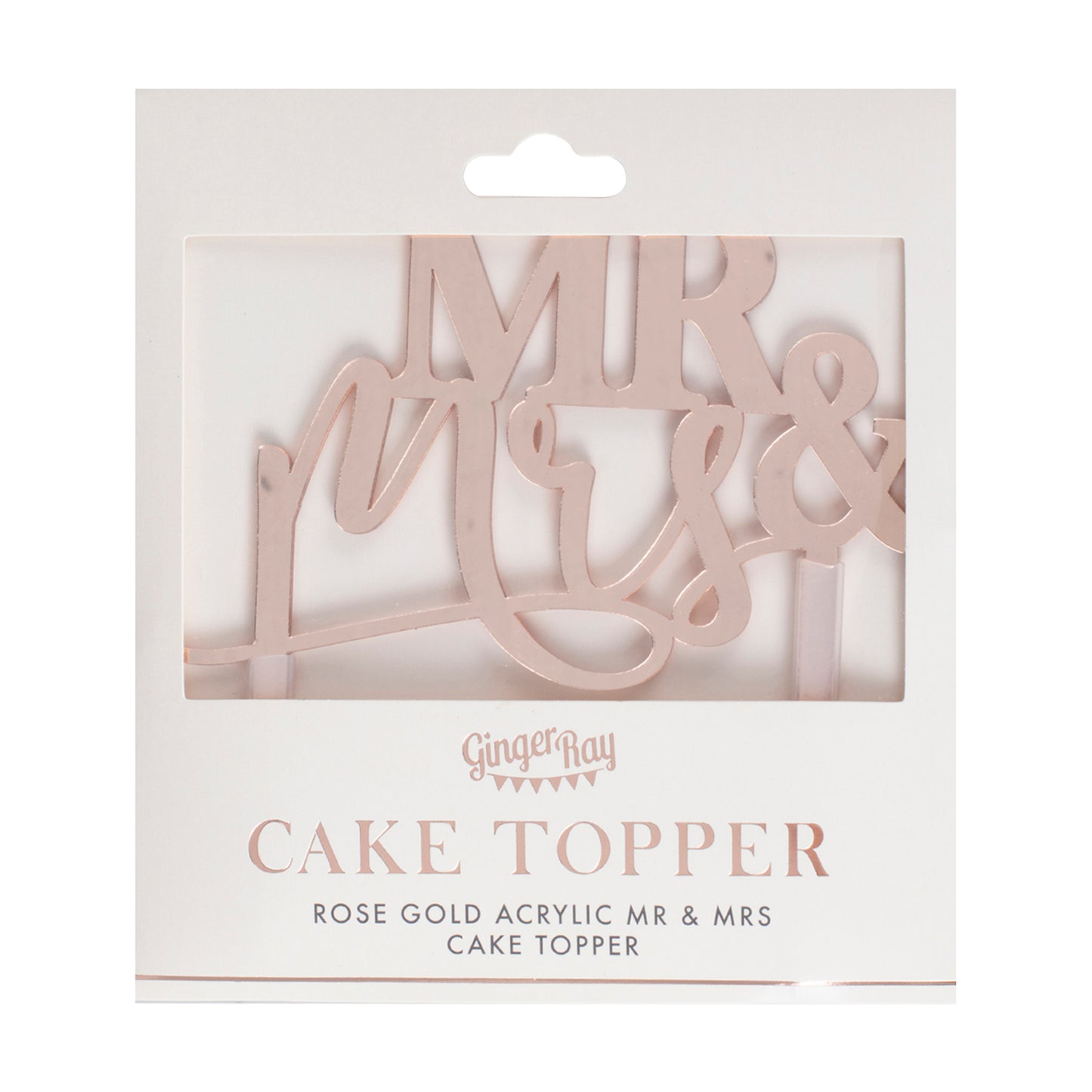 Mr and Mrs Rose Gold Acrylic Wedding Cake Topper