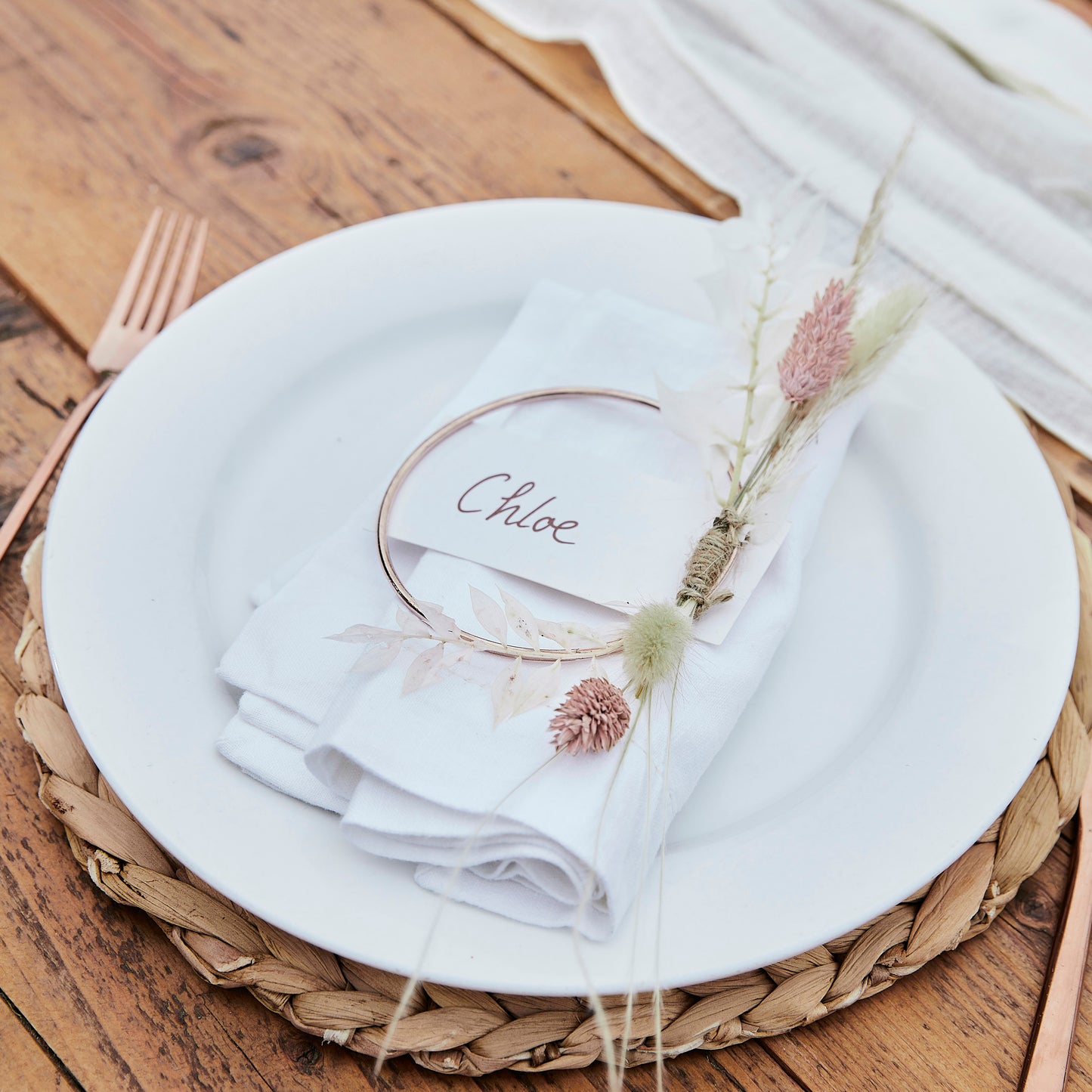 Rose Gold Contemporary Wedding Place Cards