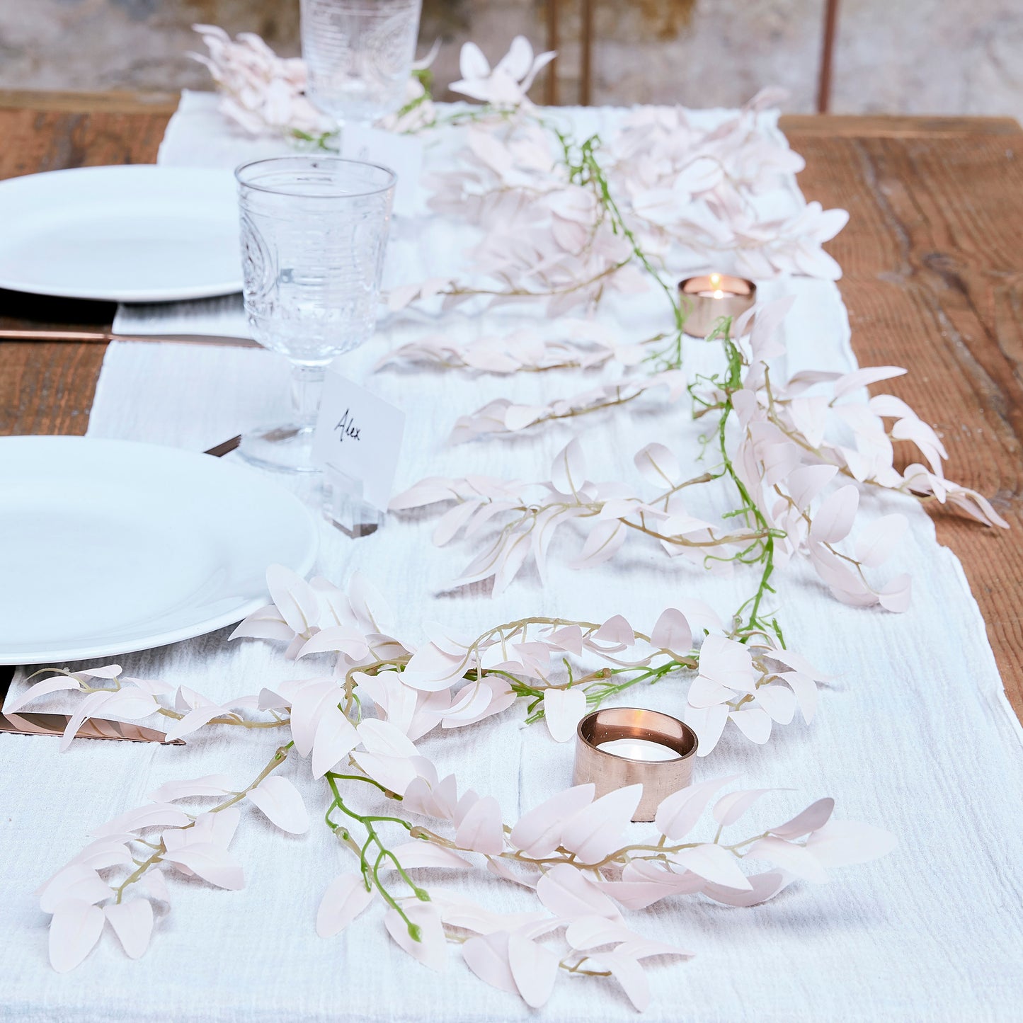 Pink Ruscus and Green Foliage Garland