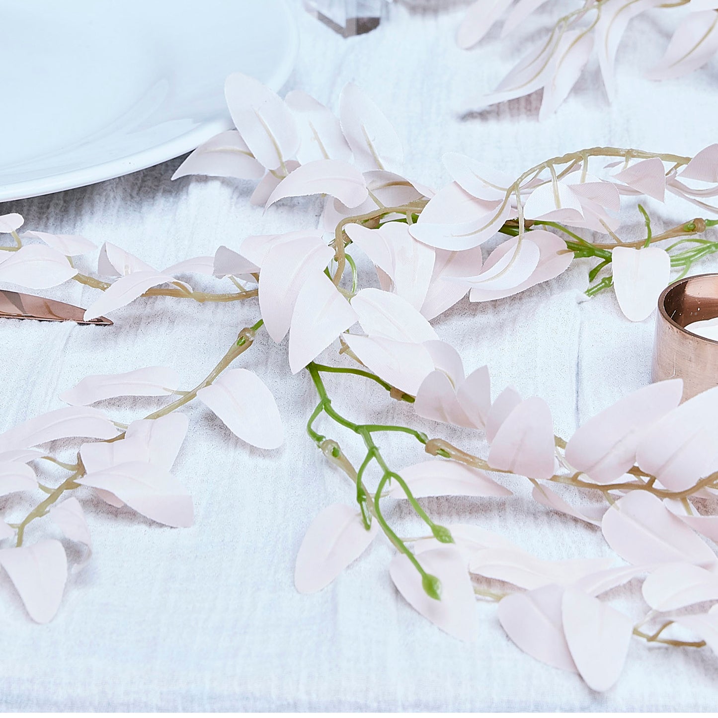 Pink Ruscus and Green Foliage Garland